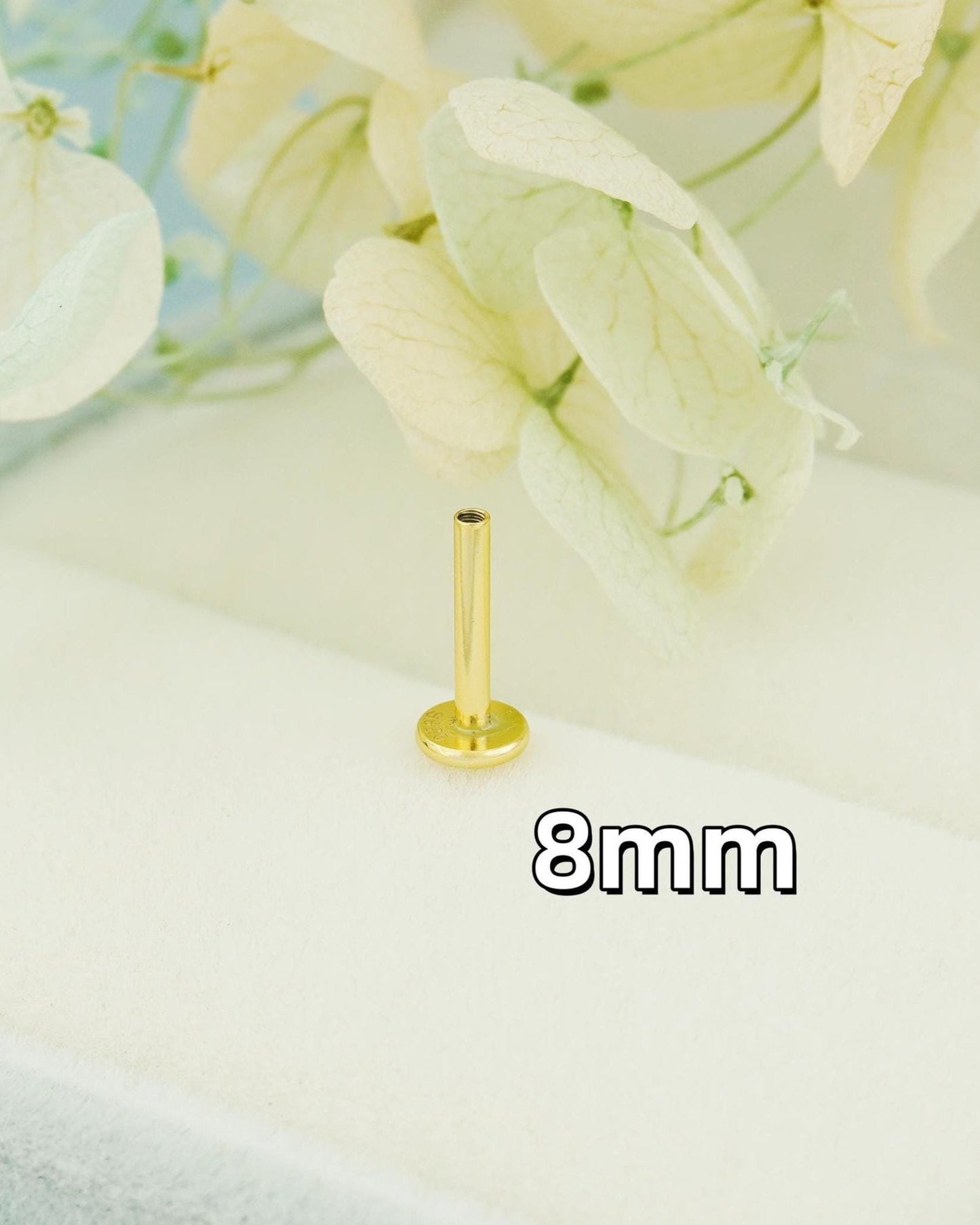 1 pc of 6mm or 8mm Replacement Stud Post, 16G Internally Threaded Flat Screw Back, Rhodium or 18k Gold Plated over Sterling Silver, Accessory Spare Part