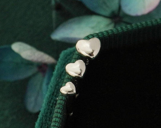 Pair of Tiny Love Heart Stud Earrings in Sterling Silver or 18ct Gold Plated, Sleep-in Ball Screw Back, Dainty Stacking 3/4/5mm Jewelry