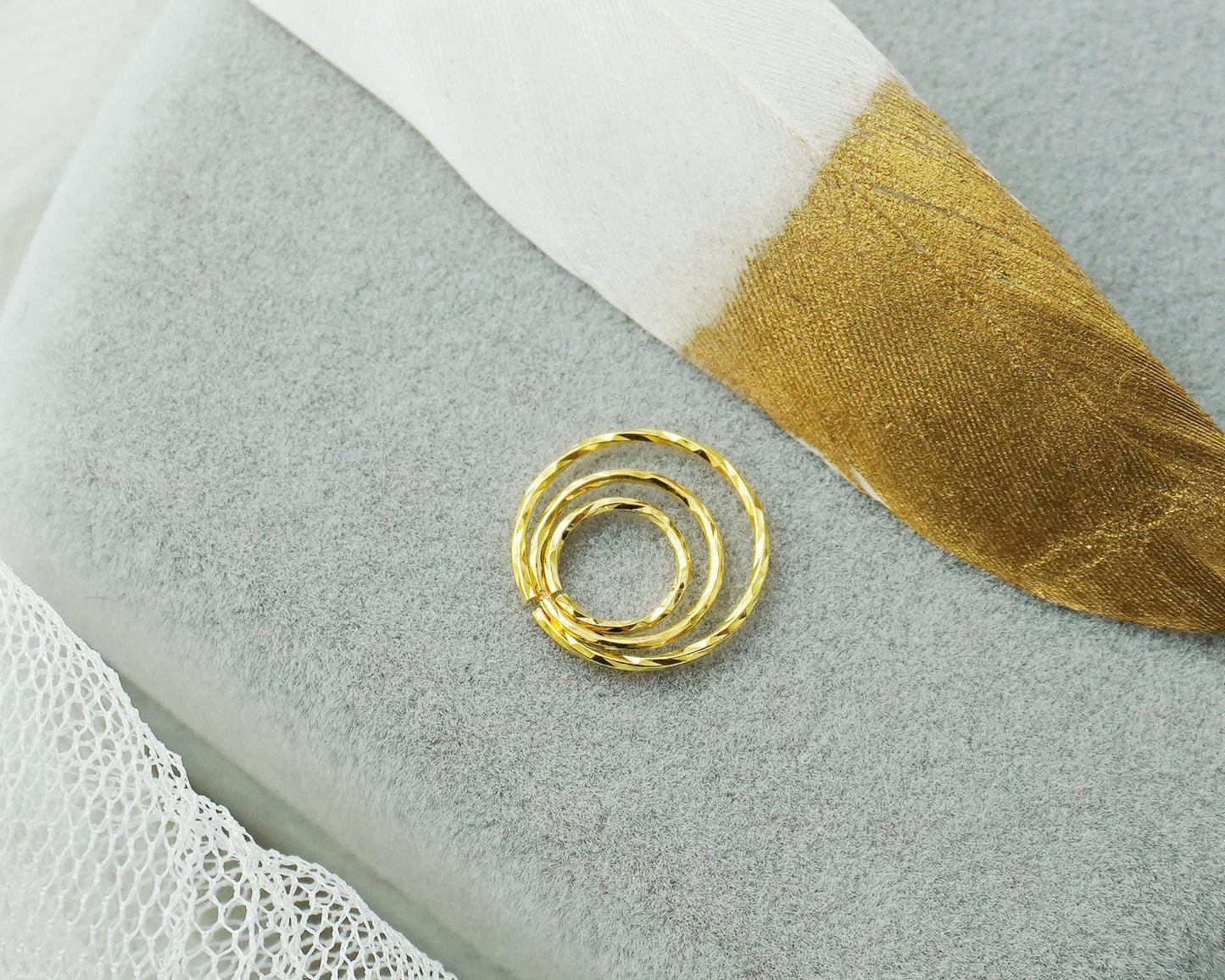 1 pc of 20G Tiny Thin Textured Twisted Nose Septum Hoop Ring in Sterling Silver or Plated Gold, Diamond Cut Cartilage Helix Tragus Earring, 6/8/10mm