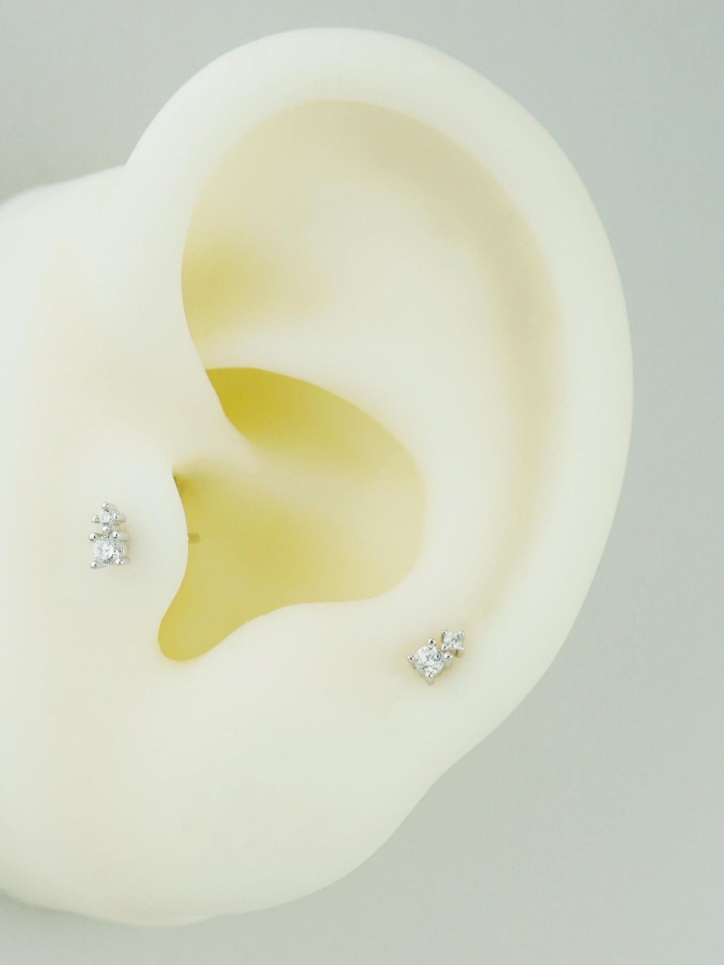 Pair of Tiny CZ Stud Earrings in Sterling Silver or 18ct Plated Gold