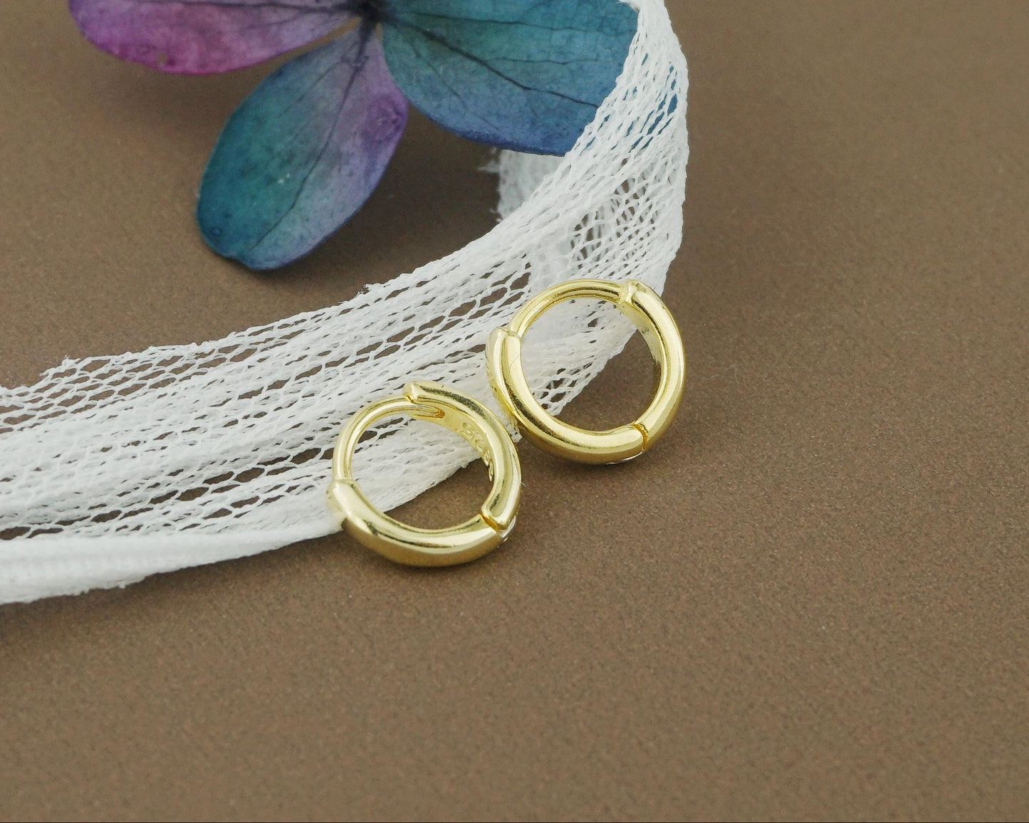 Extra Tiny 6mm Sterling Silver Hoop Earring in Rhodium, Rose Gold or 18ct Gold Plated, Simple Dainty Helix Stacking Jewelry