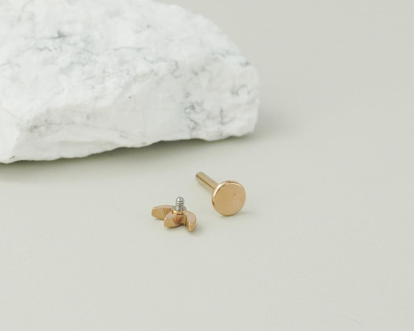 1 pc of Triple Marquise Stainless Steel Flat Screw Back Stud Earring in Steel, Gold, Black or Rose Gold, 16Gauge 6mm/8mm Post