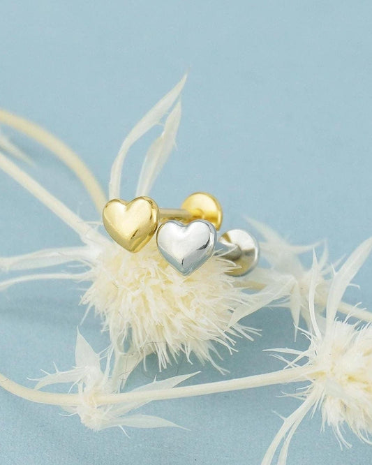 Tiny Heart Flat Screw Back Stud Earring in Stainless Steel