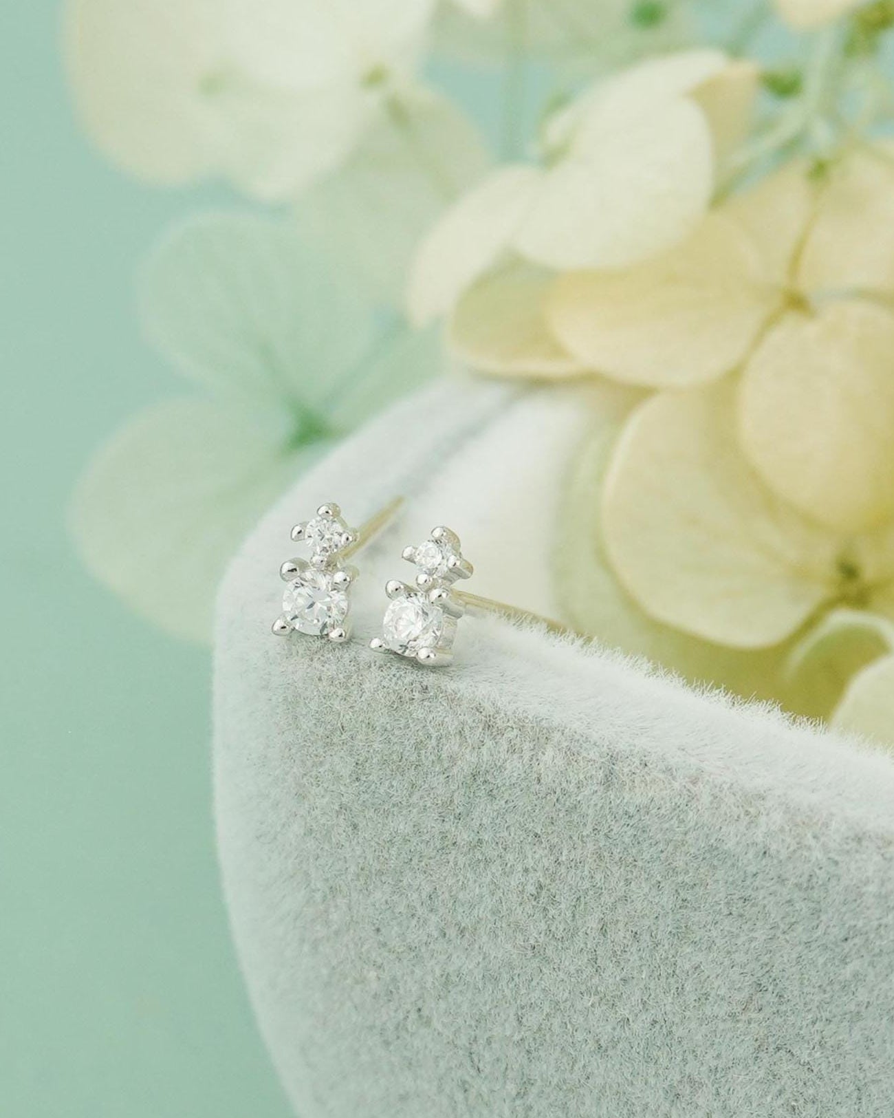 Pair of Tiny CZ Stud Earrings in Sterling Silver or 18ct Plated Gold