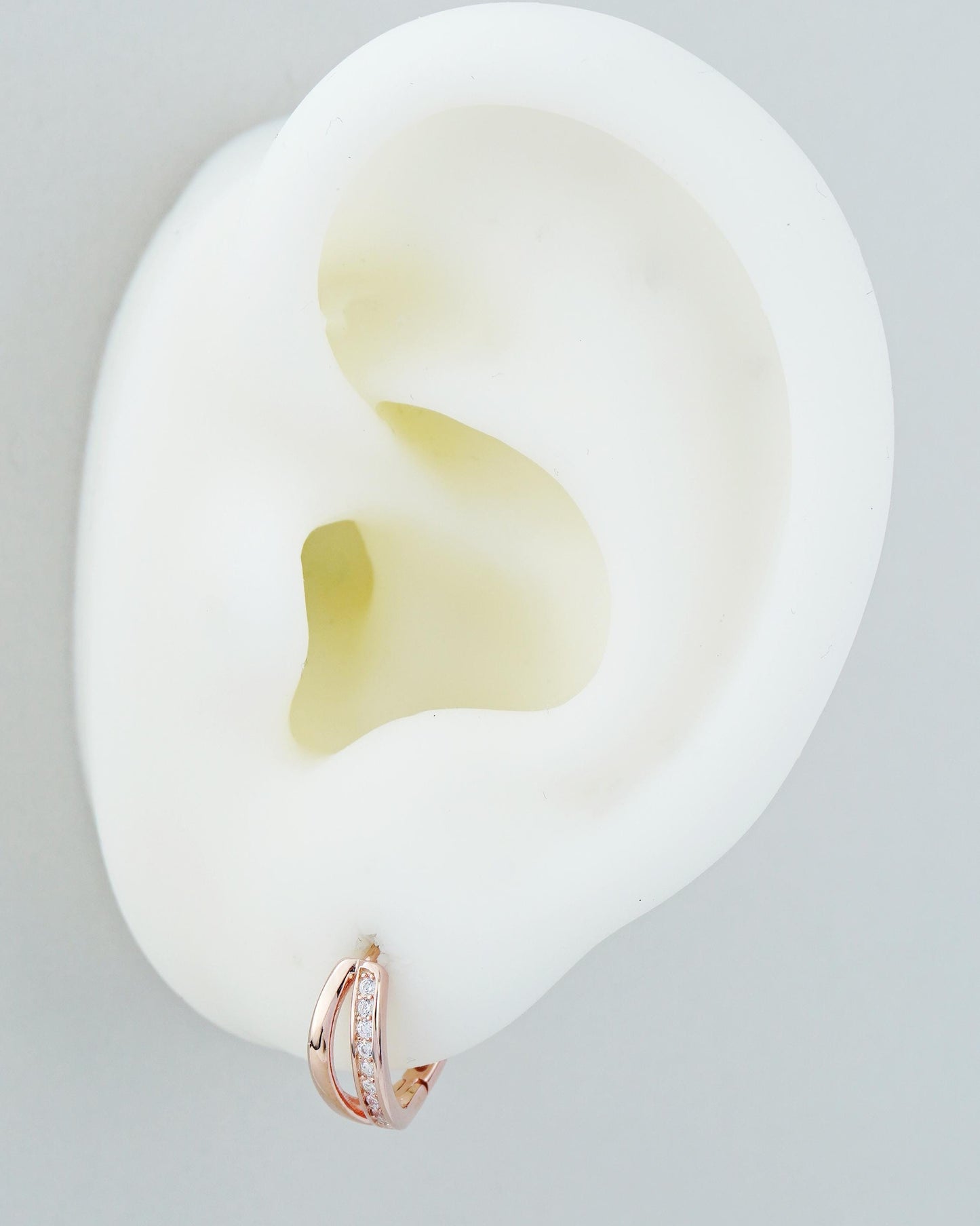 Pair of Sterling Silver Duo Asymmetric Ring Huggie Hoop Earrings in Rhodium, Gold or Rose Gold Plated