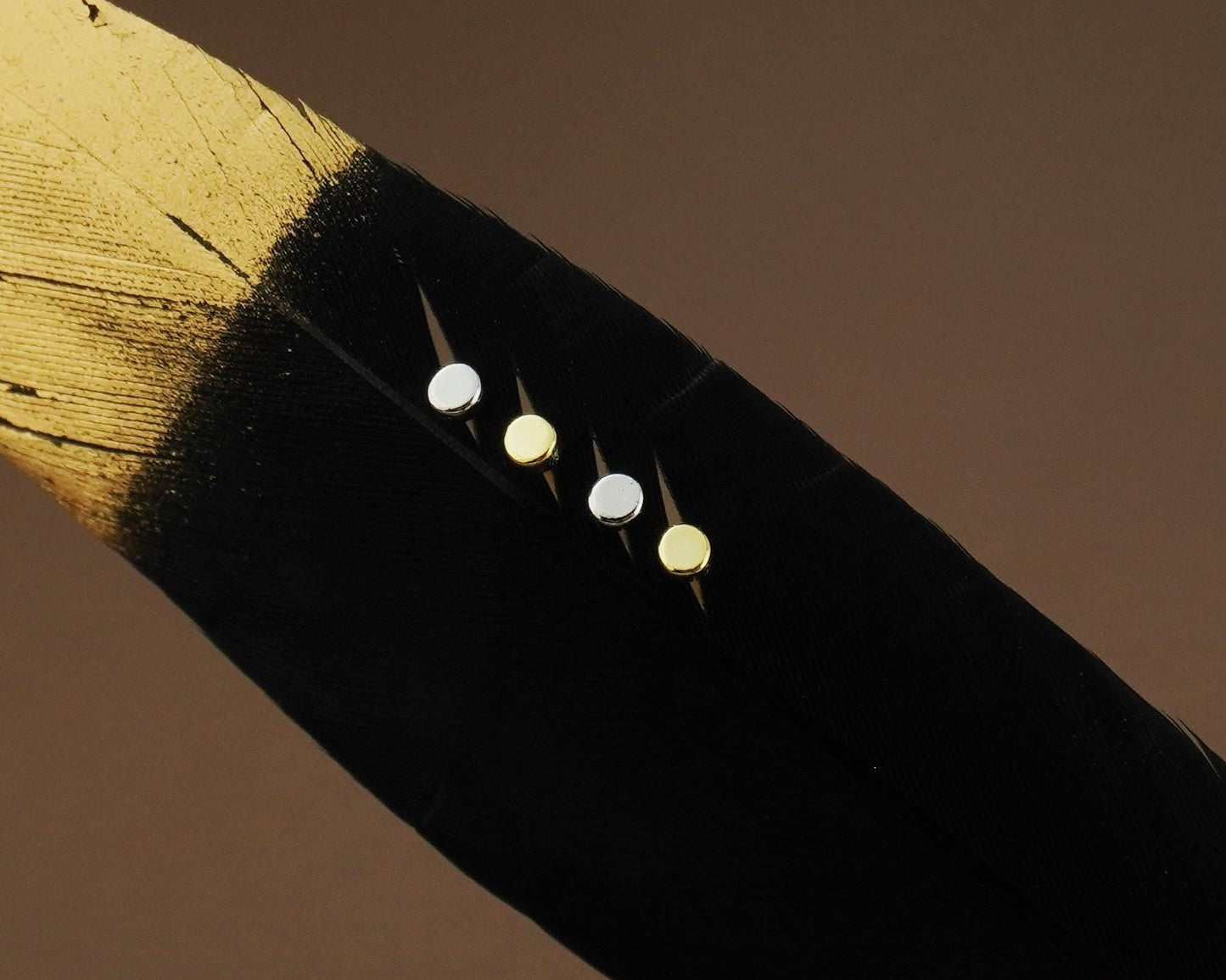 Pair of Tiny 2mm Round Disc Stud Earrings in Sterling Silver or 18ct Gold Plated