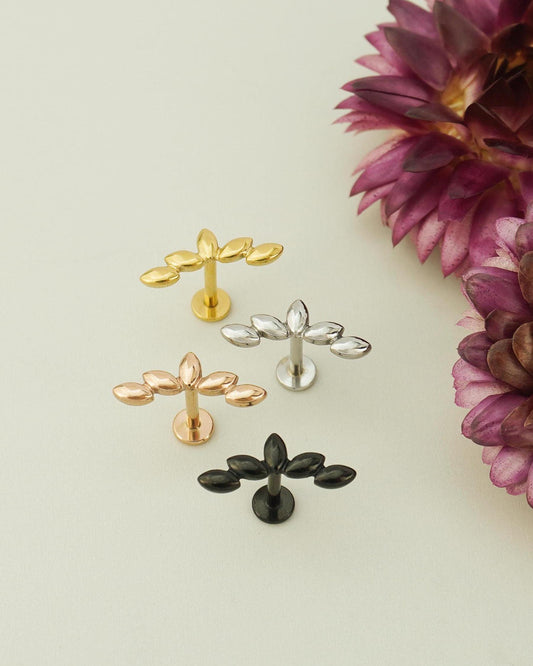 1 pc of Marquise Cluster Stainless Steel Flat Screw Back Stud Earring in Steel, Gold, Black or Rose Gold, 16 Gauge 6mm/8mm Post