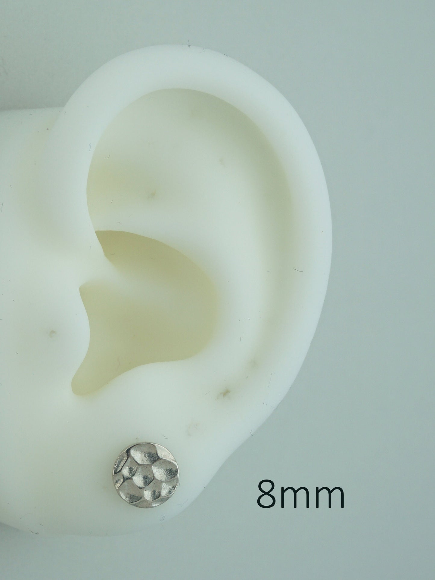 Pair of Round Hammered Disc Stud Earrings in Sterling Silver, 3 Sizes, Simple Geometric Coin Shape Jewelry