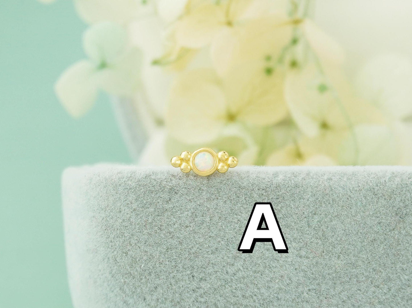 1 pc of Fire Opal Stud Earring in Gold Plated over Sterling Silver, Tiny Gem Delicate Earlobe Cartilage Tragus Piercing Jewelry