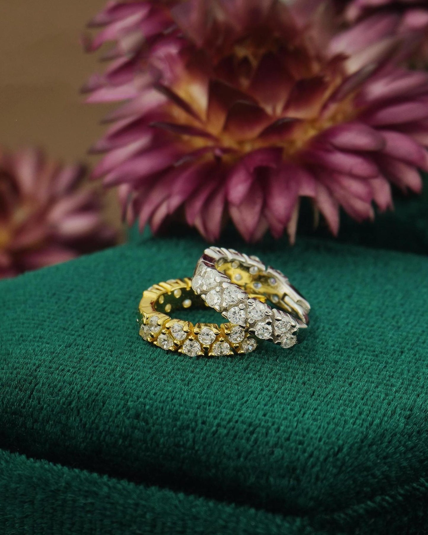 Pair of Statement CZ Huggie Hoop Earrings in Sterling Silver or 18ct Plated Gold, Elegant Sparkly Crystal Gem Ear Jewelry