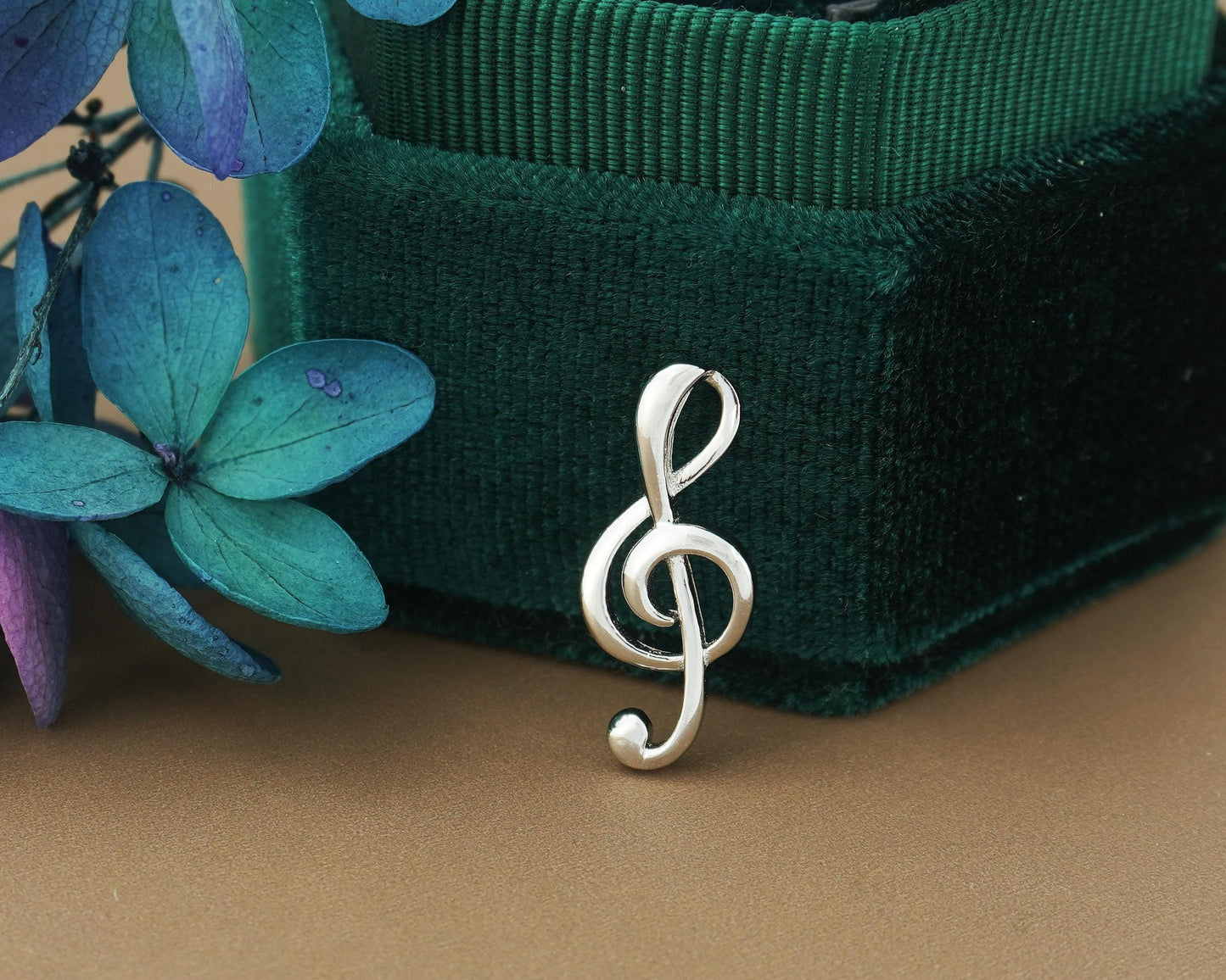 Sterling Silver Musical Note Pendant Necklace with 18  inch Cable or Box Chain, Jewelry Inspired by Treble Clef Music Tone