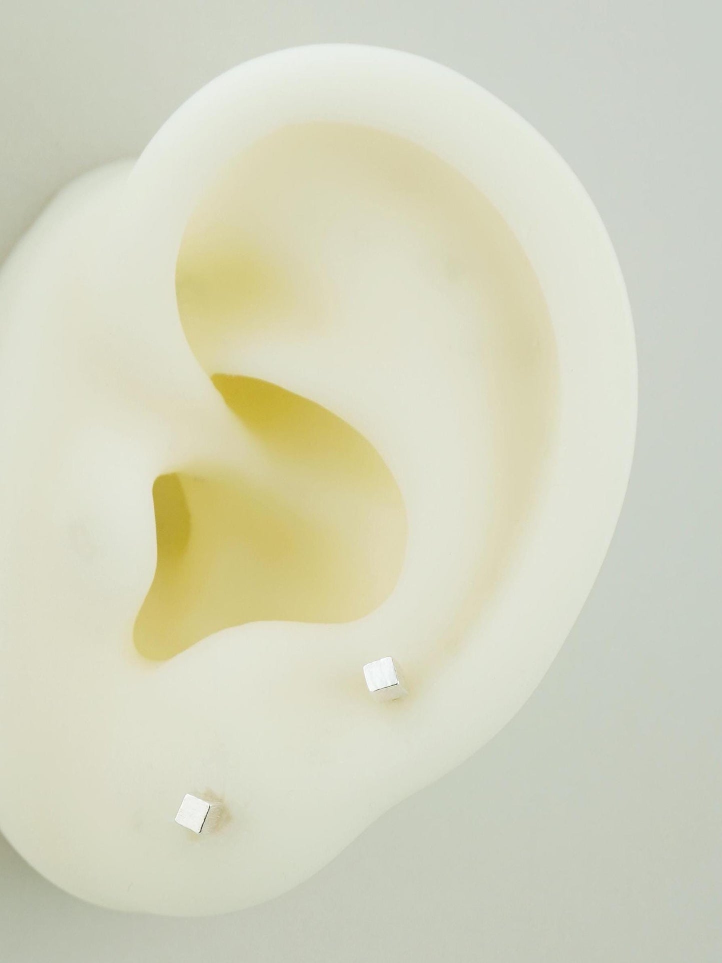 Pair of Tiny 2mm Textured Square Cube Stud Earrings in Silver, Gold or Black, Simple Minimalism Geometric Subtle Ear Stacking Jewelry