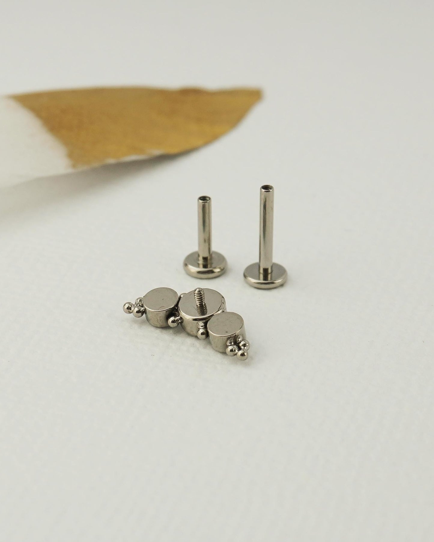 1 pc of Stainless Steel Opal Trio Stud Earring with Flat Screw Back, 3 Gem Cluster in Azure, Pacific Blue or White Stone