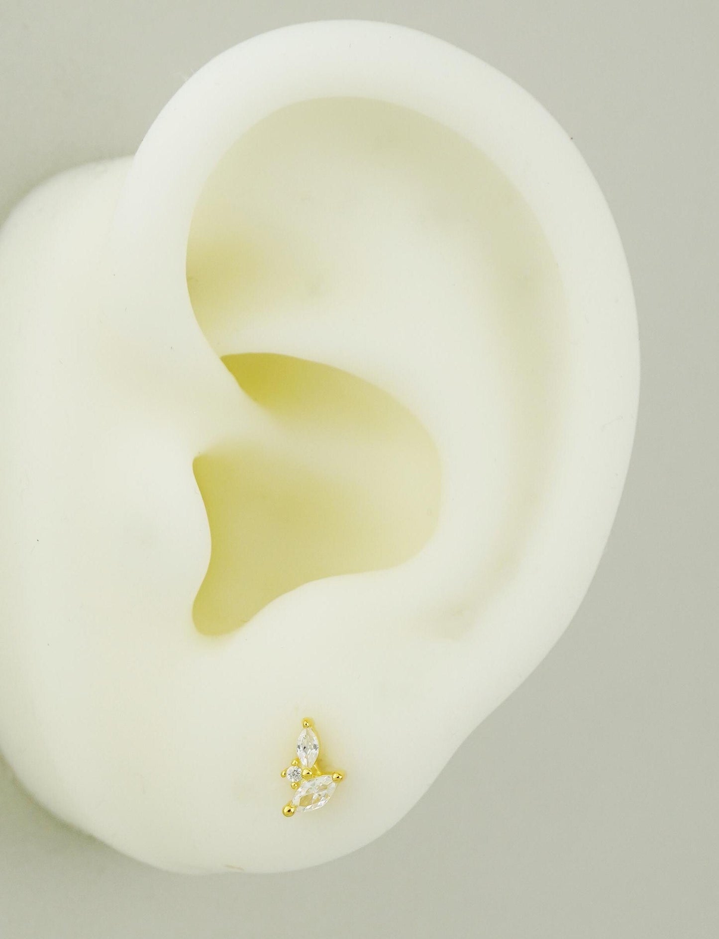 Pair of Marquise CZ Cluster Stud Earrings in Sterling Silver or 18ct Plated Gold, BUTTERFLY BACKS or SCREW BACKS