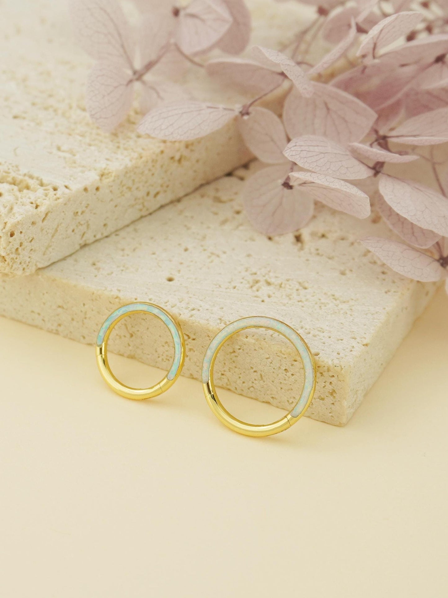 1 pc of 16G Hinged Opal Daith Ring, Stainless Steel Earring Hoop, 4 Colors, Helix Cartilage Segment Clicker, Nose Septum Piercing Jewelry