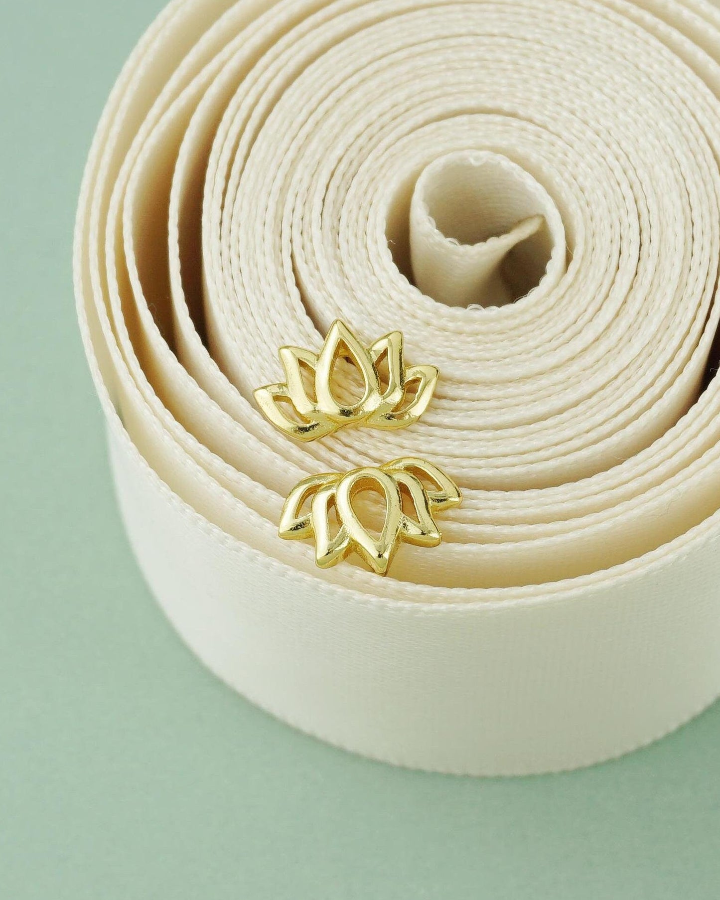 Pair of Tiny Lotus Flower Stud Earrings in 18ct Gold Plated over Sterling Silver