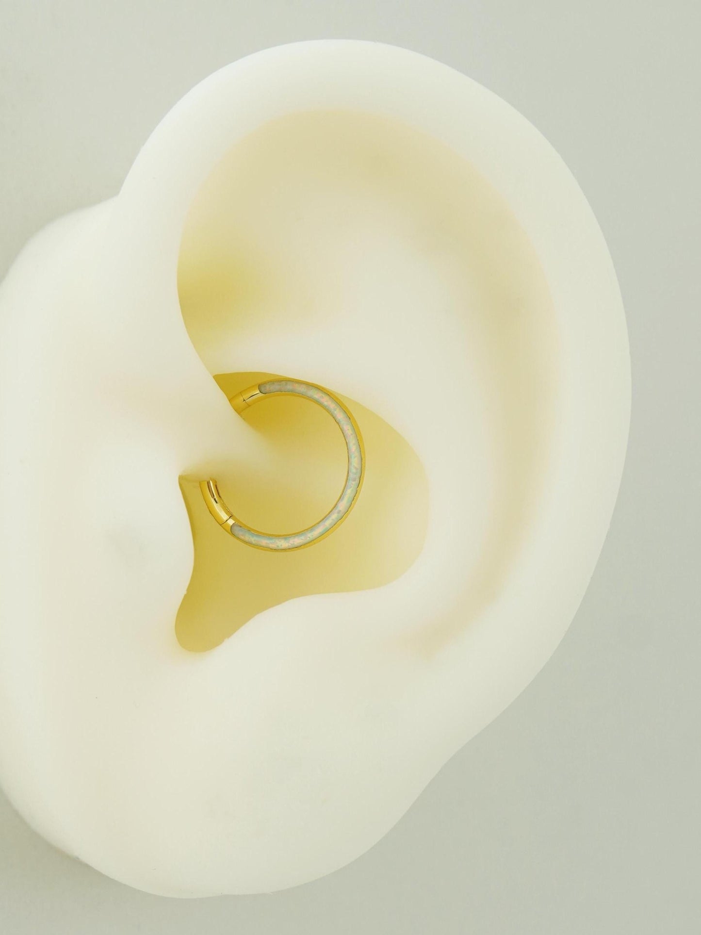 1 pc of 16G Hinged Opal Daith Ring, Stainless Steel Earring Hoop, 4 Colors, Helix Cartilage Segment Clicker, Nose Septum Piercing Jewelry