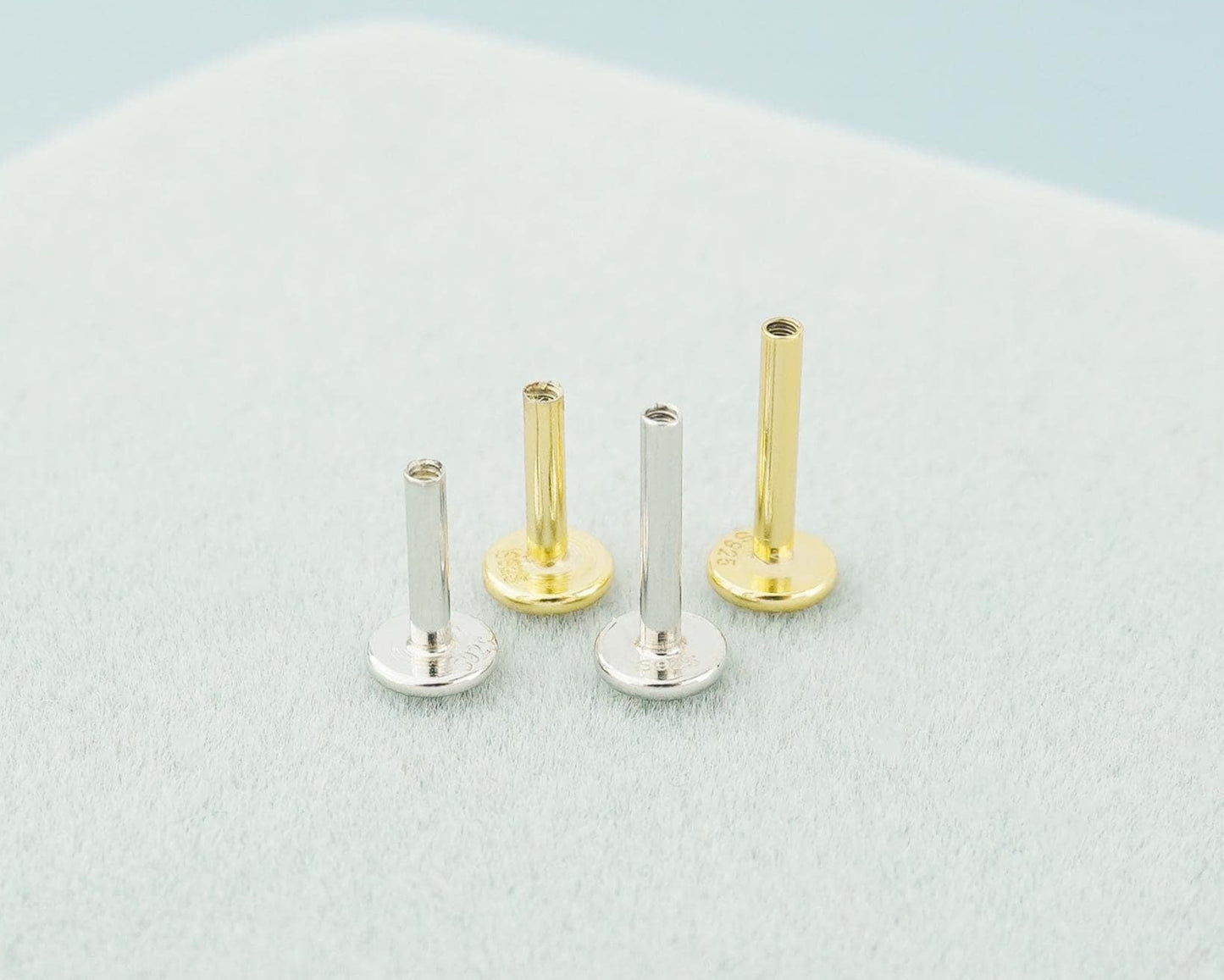 1 pc of 6mm or 8mm Replacement Stud Post, 16G Internally Threaded Flat Screw Back, Rhodium or 18k Gold Plated over Sterling Silver, Accessory Spare Part