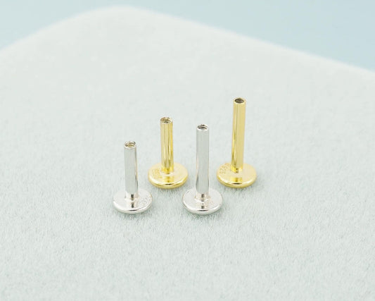 1 pc of 6mm or 8mm Replacement Stud Post, 16G Internally Threaded Flat Screw Back, Rhodium or 18k Gold Plated over Sterling Silver, Accessory Spare Part