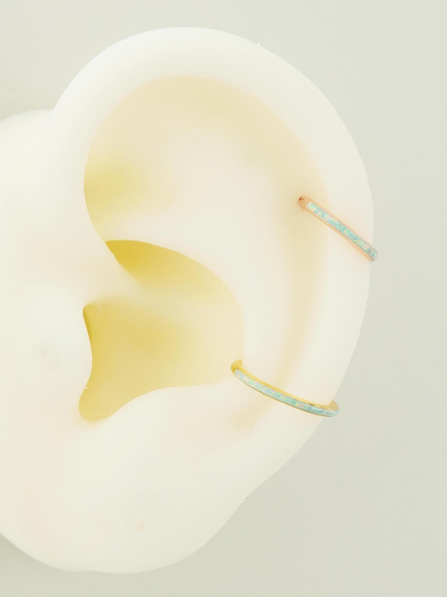 1 pc of 16G Hinged Opal Conch Ring, Stainless Steel Earring Hoop, 4 Colors, Helix Cartilage Segment Clicker, Nose Septum Piercing Jewelry