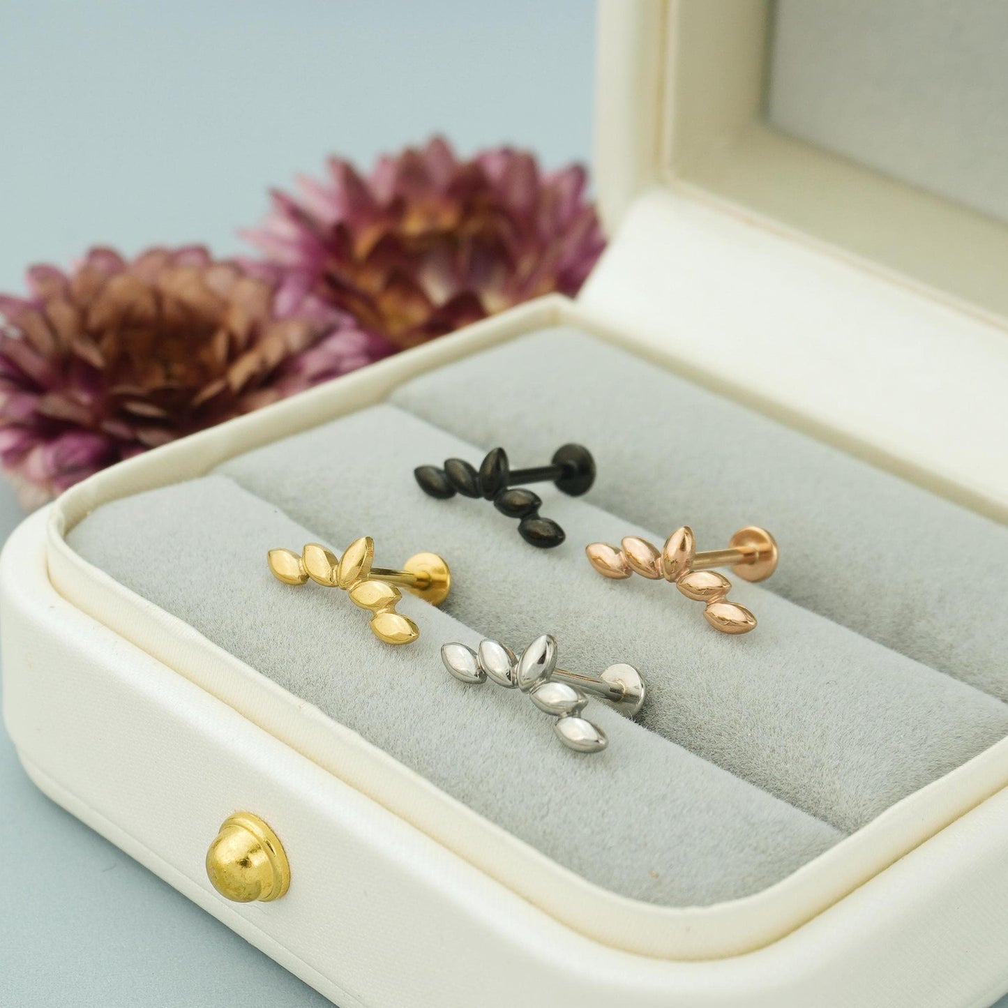 1 pc of Marquise Cluster Stainless Steel Flat Screw Back Stud Earring in Steel, Gold, Black or Rose Gold, 16 Gauge 6mm/8mm Post