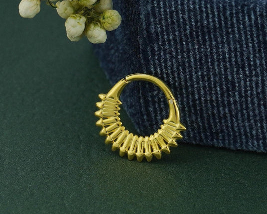 1 pc of 16G Hinged Daith Earring Hoop in 18ct Gold Plated over Sterling Silver, Bold Helix Cartilage Clicker, Septum Nose Ring