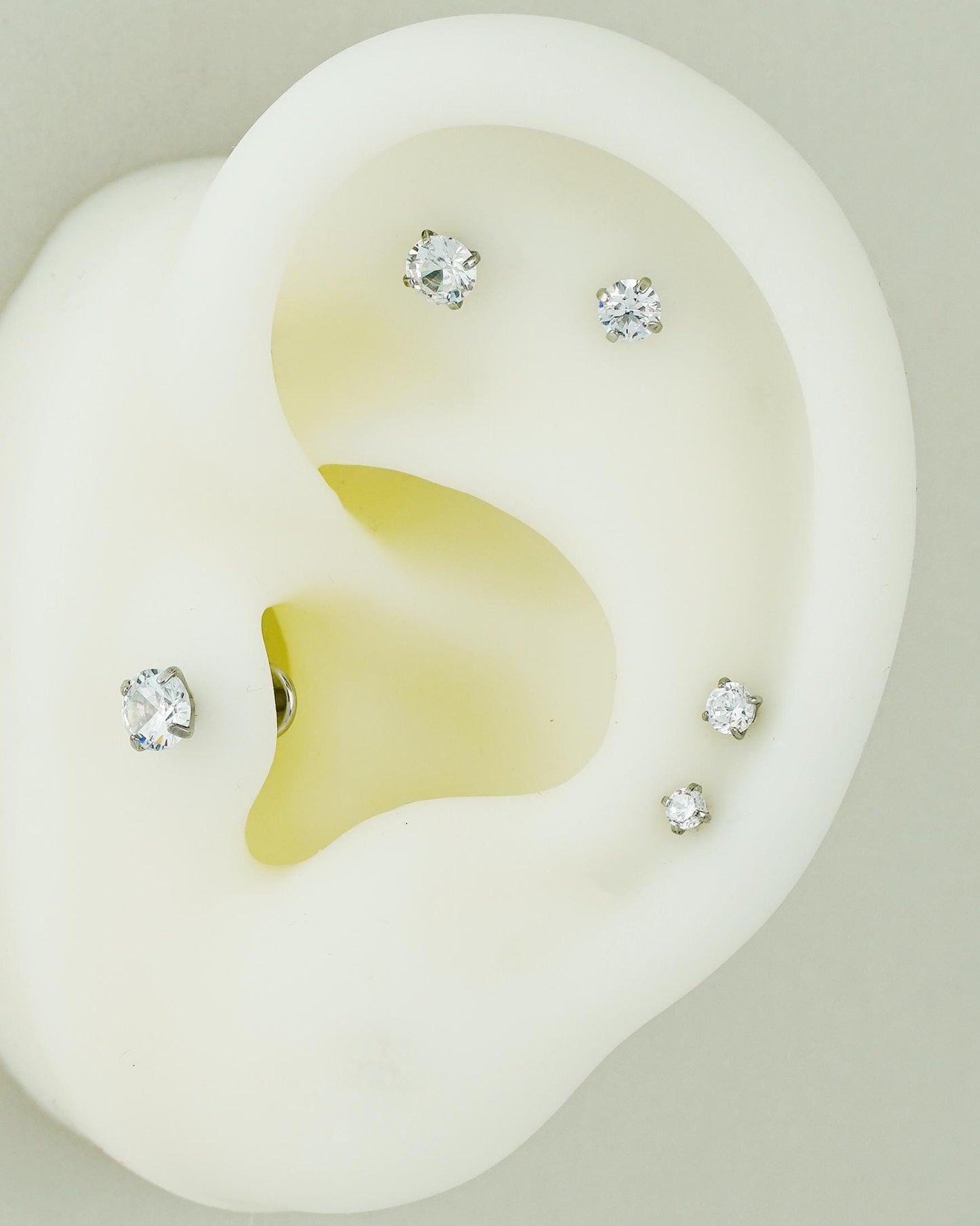 1 pc of Tiny Stainless Steel Push Pin CZ Crystal Stud Earring in Steel or Golden Finish, 5 Sizes Brilliant Round Gem