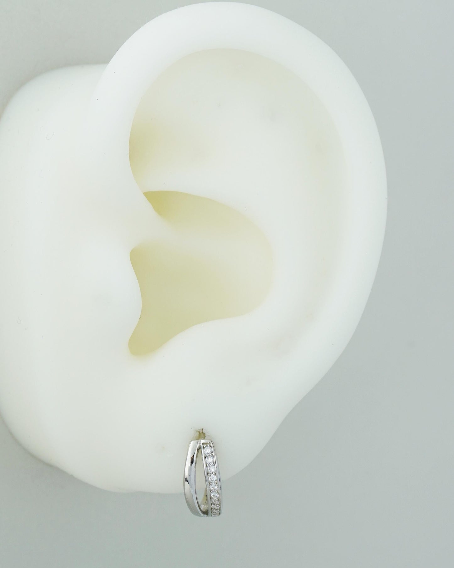 Pair of Sterling Silver Duo Asymmetric Ring Huggie Hoop Earrings in Rhodium, Gold or Rose Gold Plated