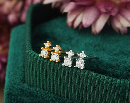Pair of Tiny CZ Stud Earrings in Sterling Silver or 18ct Plated Gold