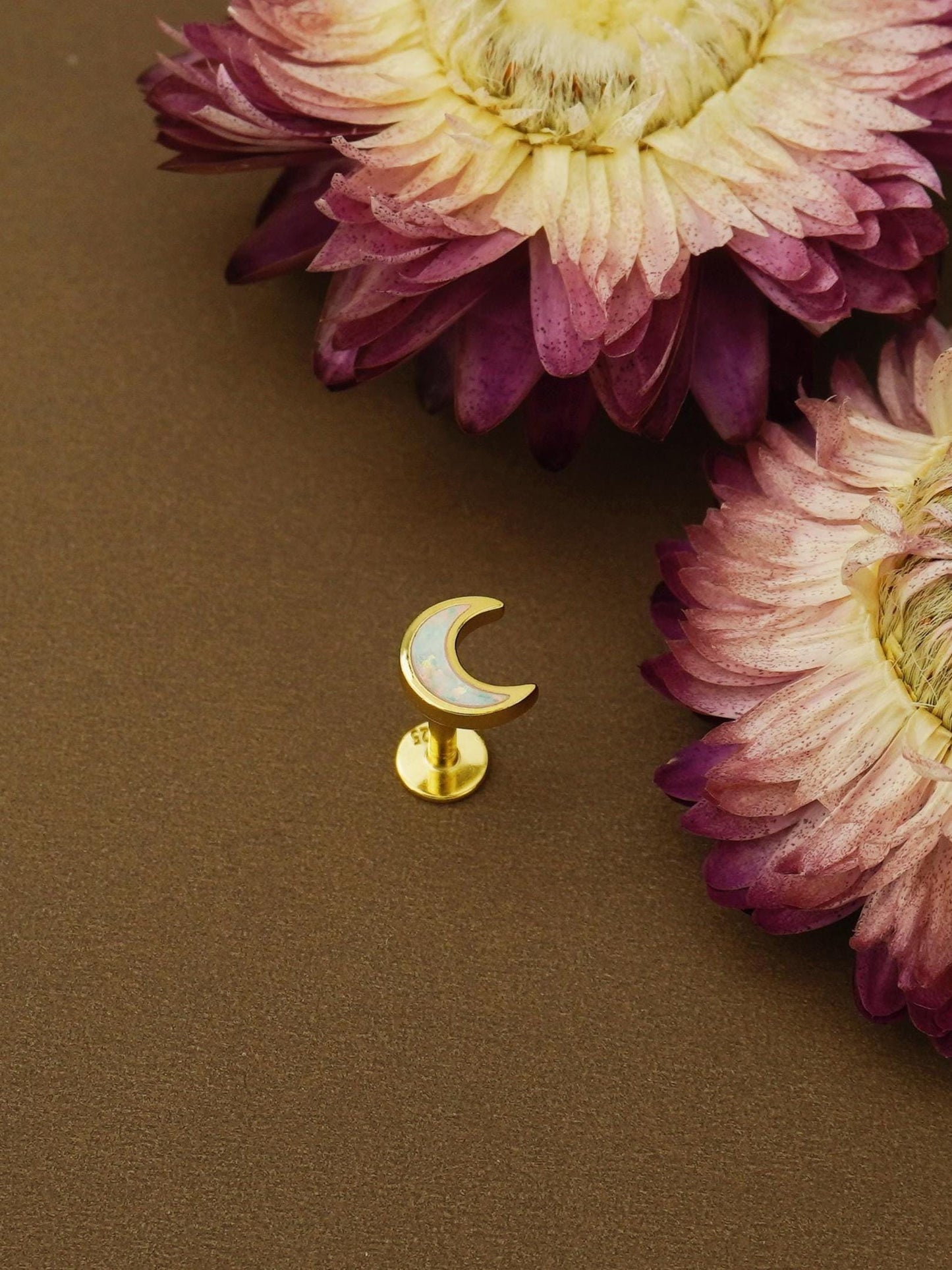 1 pc of CZ / Fire Opal Stud Earring in Gold Plated over Sterling Silver, Tiny Baguette / Marquise / Moon Design, 6mm or 8mm Post