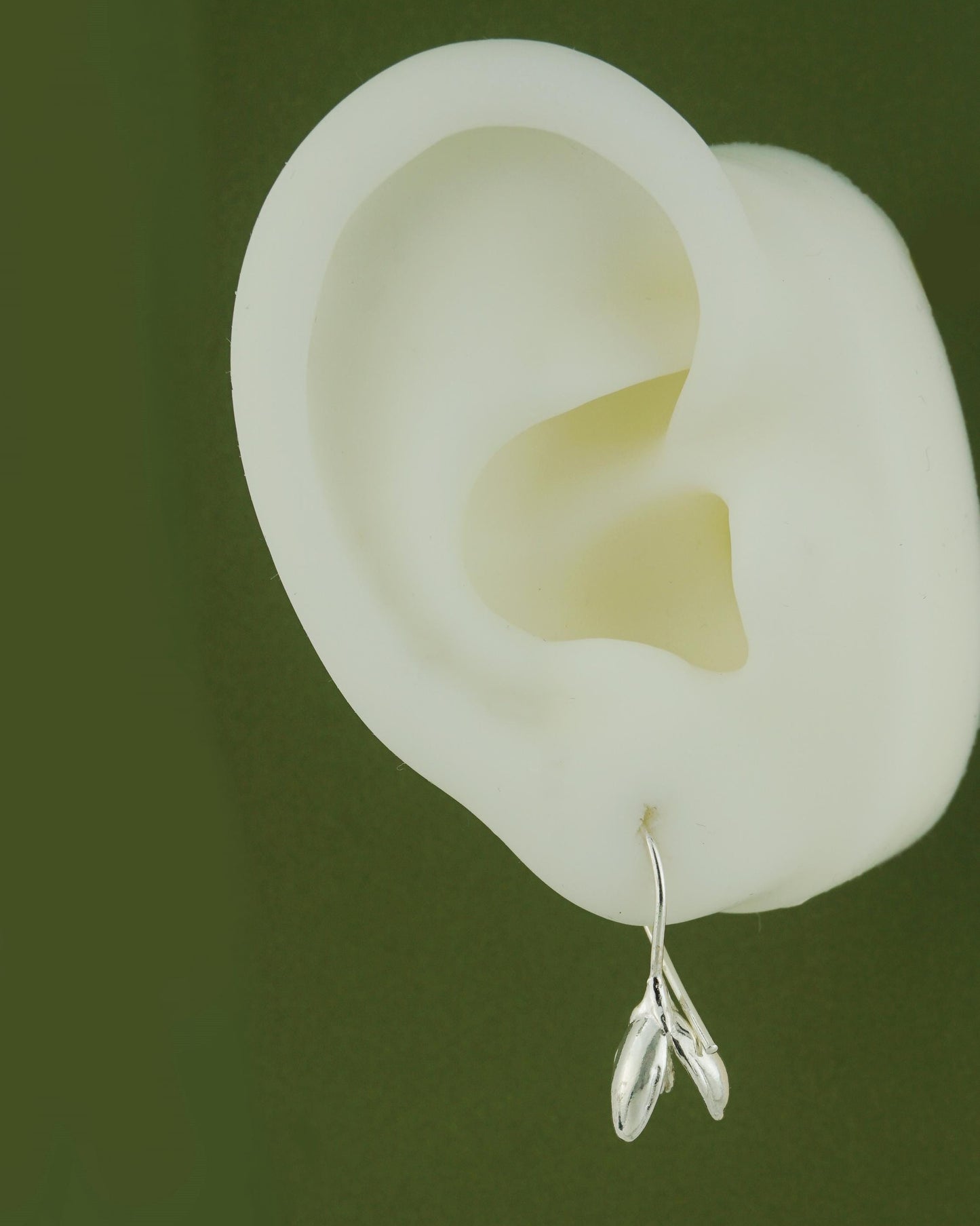 Pair of Snowdrop Flower Hook Earrings in Sterling Silver or Plated Gold