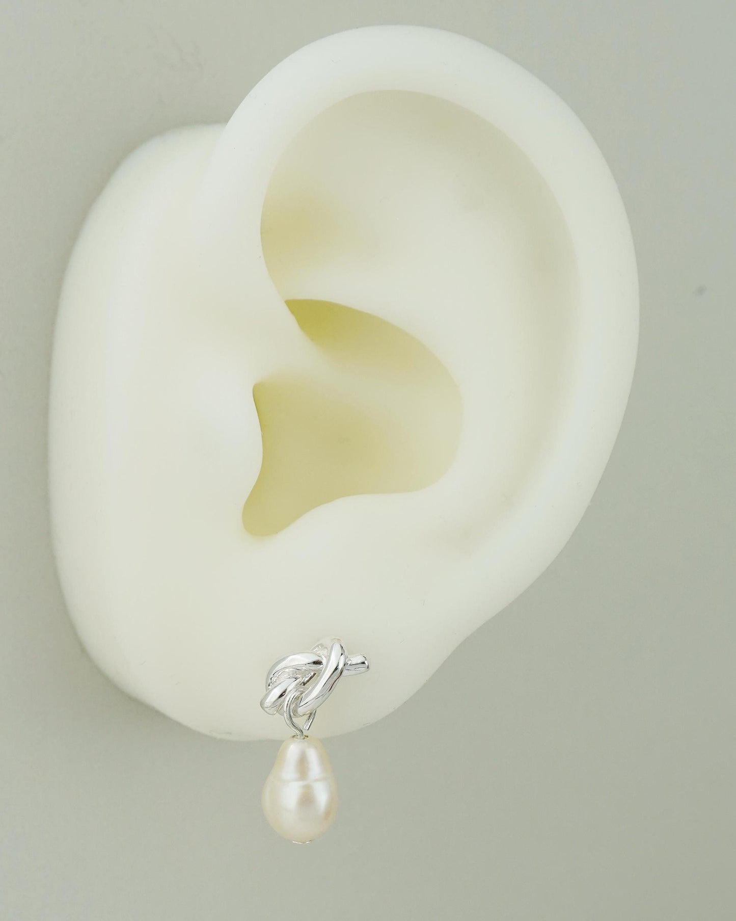 Pair of Natural Freshwater Baroque Pearl Stud Earrings in Sterling Silver, Rose or 18ct Gold Plated, Love Knot Wedding Bridesmaid Gift