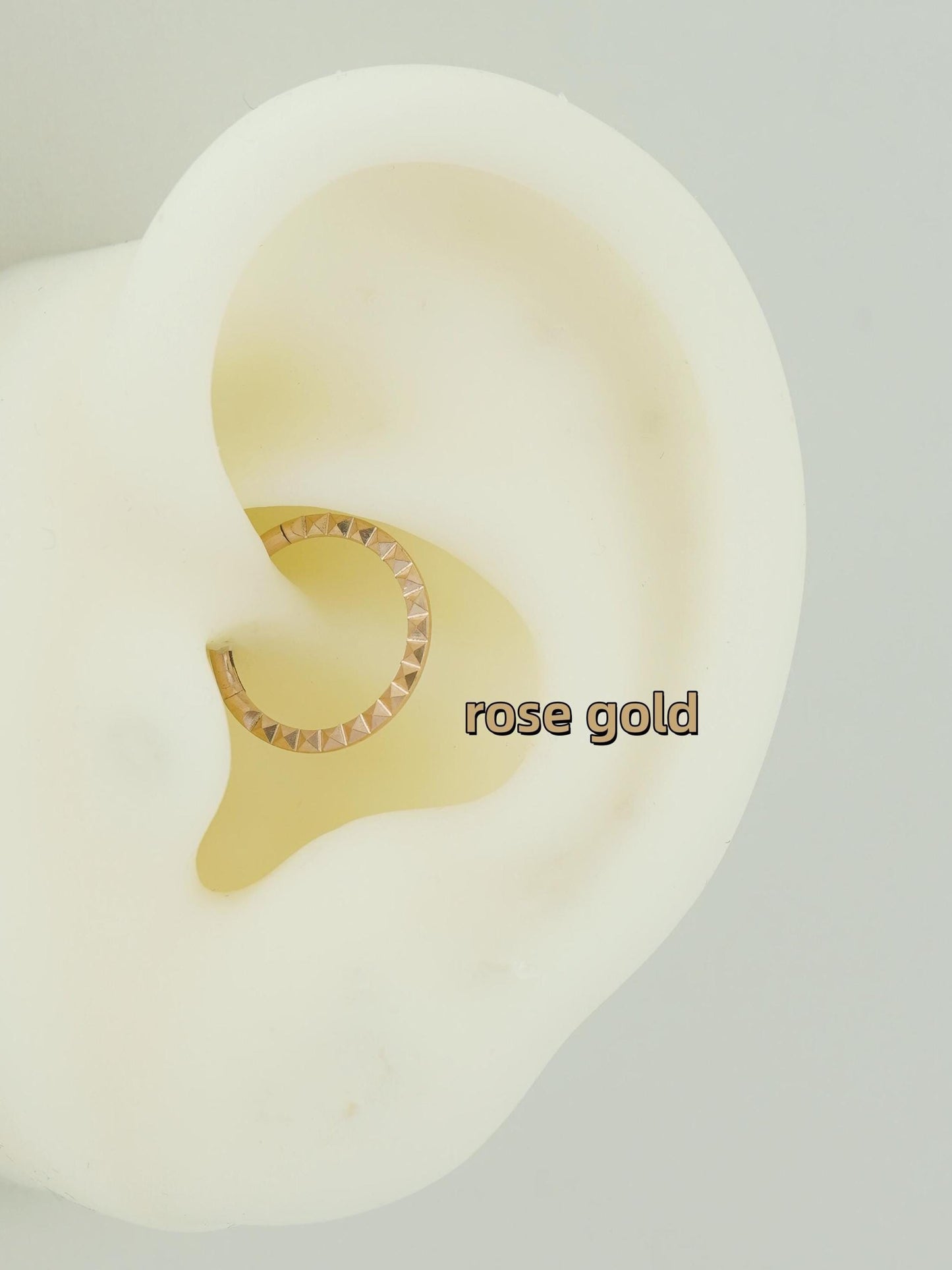 1 pc of 16G Hinged Stainless Steel Square/Pyramid Cut Daith Earring Hoop, 4 Finishes, Helix Cartilage Clicker, Front-Facing Septum Nose Ring