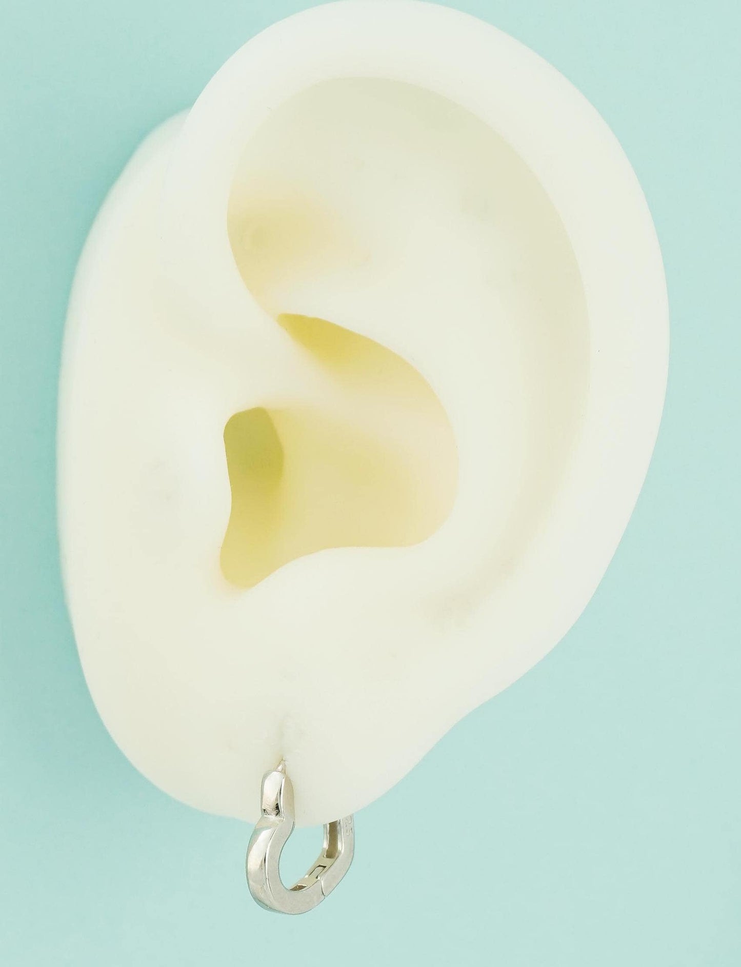 Pair of Minimal Love Heart Huggie Hoop Earrings in Sterling Silver / 18ct Plated Gold