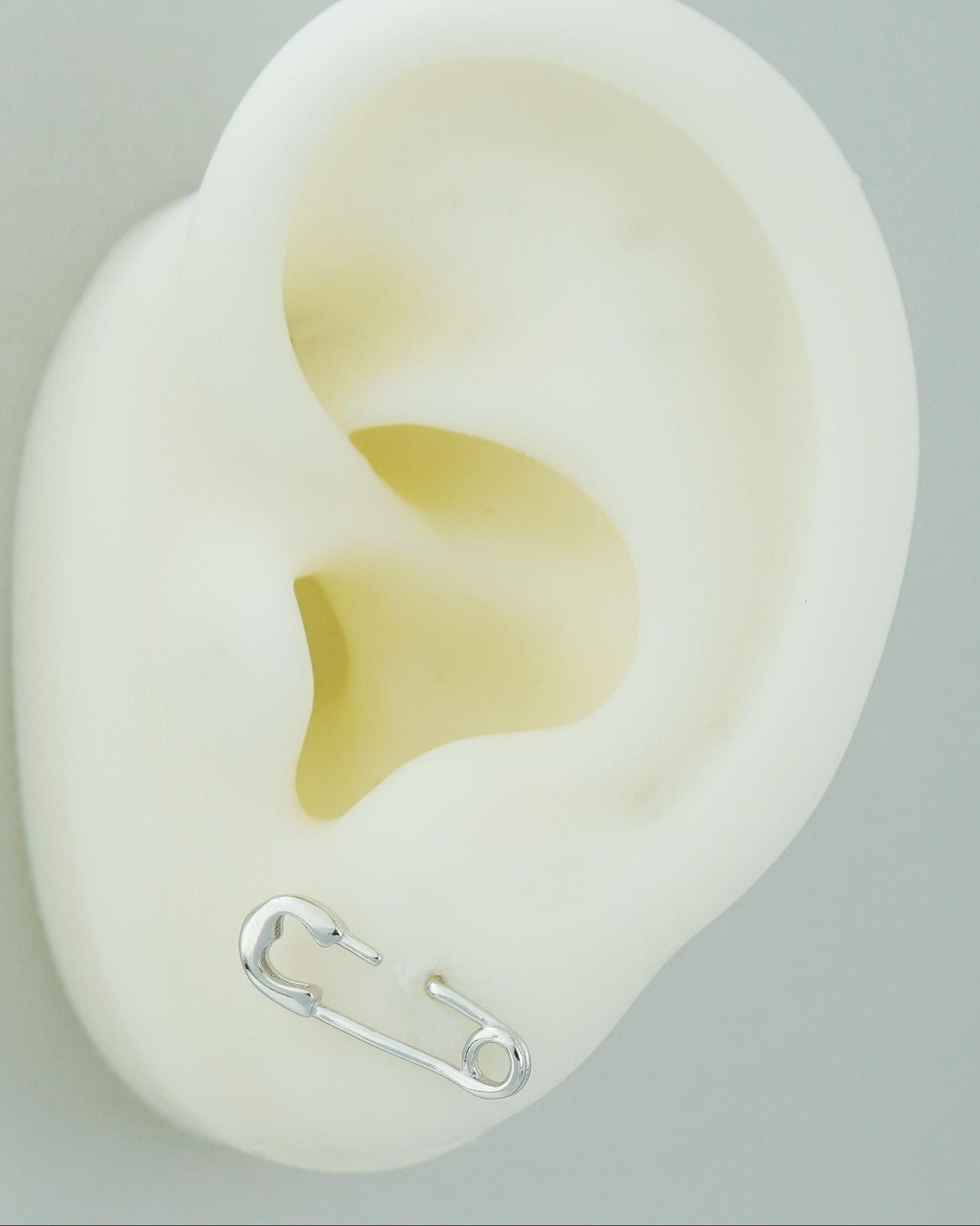 Pair of Safety Pin Stud Earrings in Sterling Silver, Novelty Quirky Punk Rock Jewellery