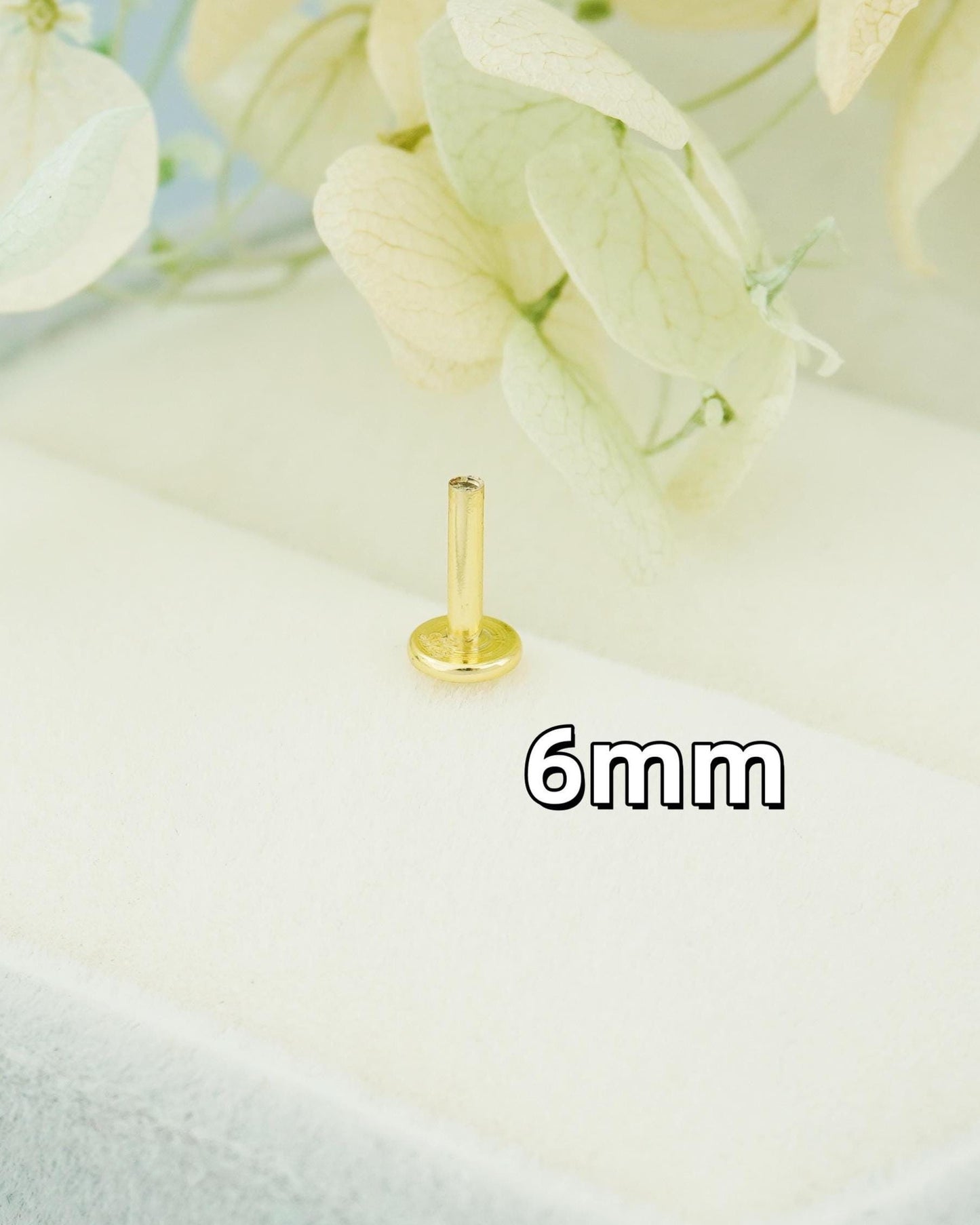 1 pc of 6mm or 8mm Replacement Stud Post, 16G Internally Threaded Flat Screw Back, Rhodium or 18k Gold Plated over Sterling Silver, Accessory Spare Part