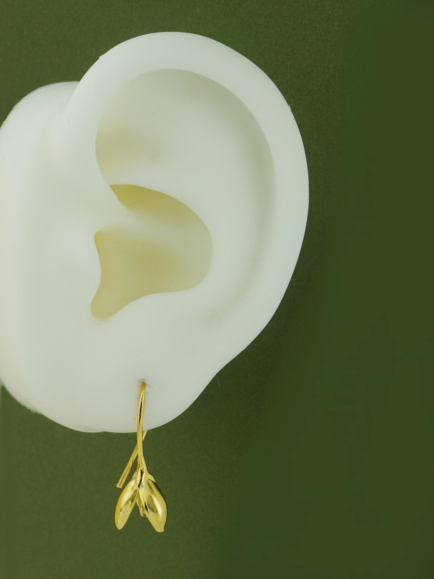 Pair of Snowdrop Flower Hook Earrings in Sterling Silver or Plated Gold