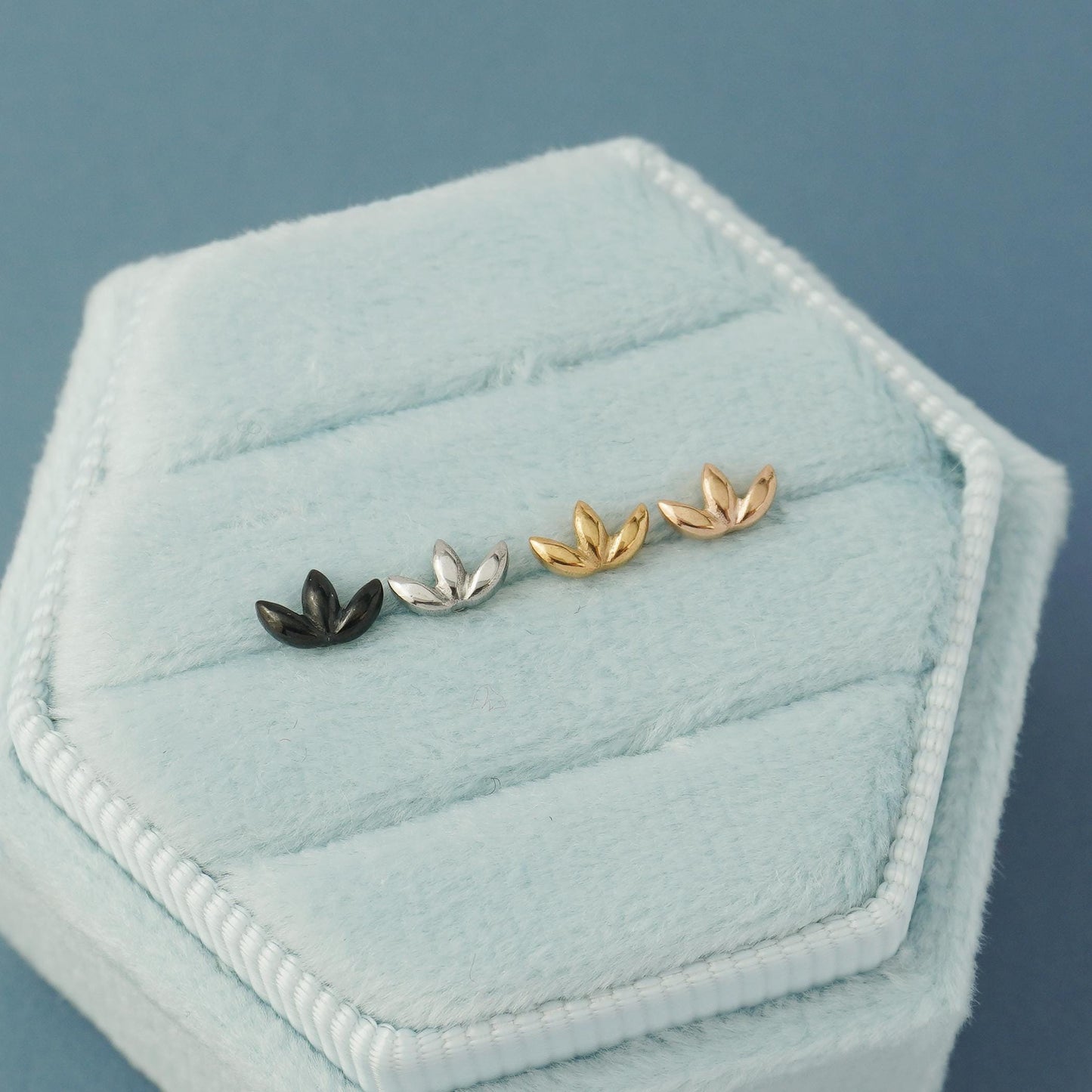 1 pc of Triple Marquise Stainless Steel Flat Screw Back Stud Earring in Steel, Gold, Black or Rose Gold, 16Gauge 6mm/8mm Post