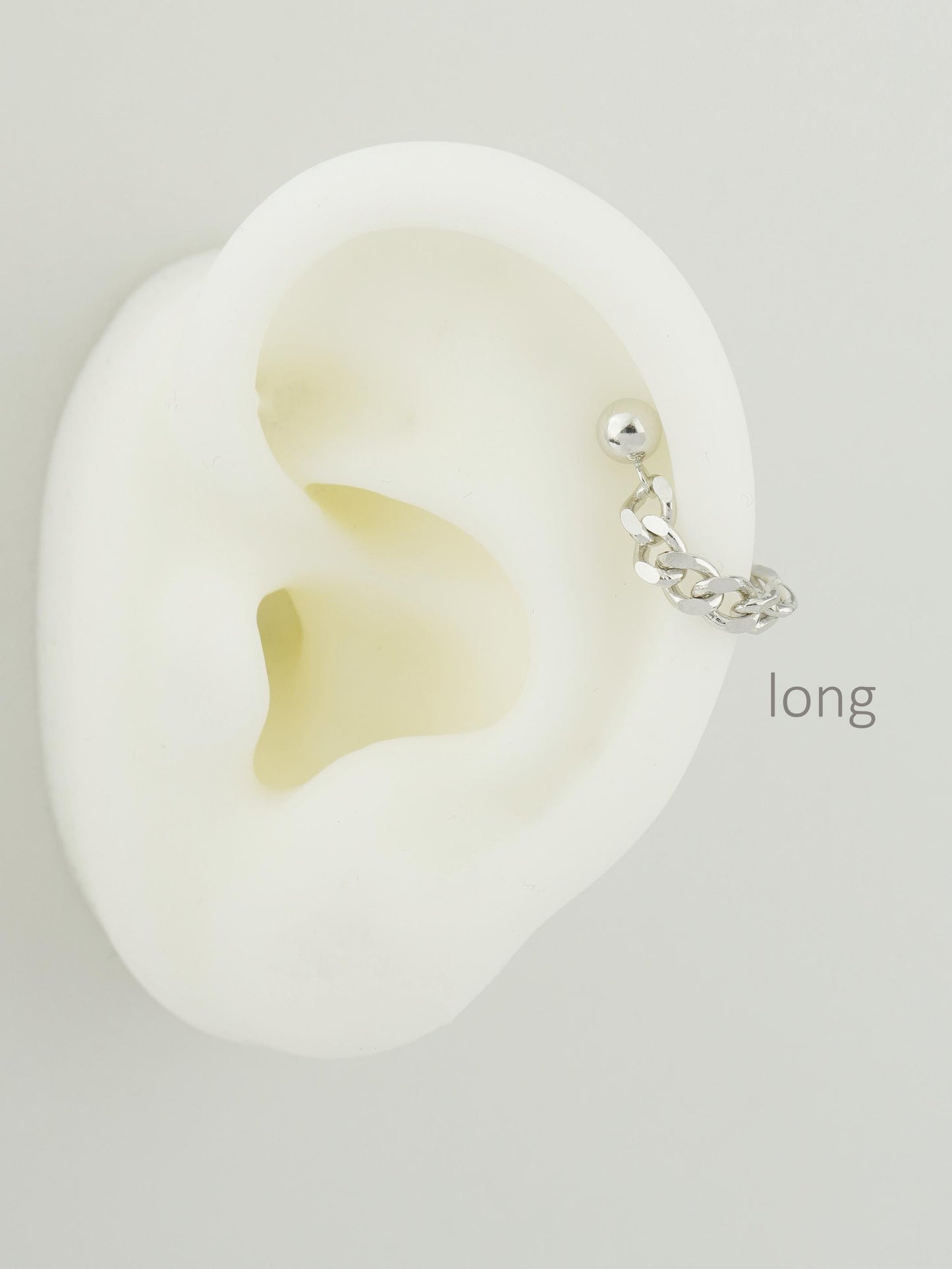 1 pc of Sterling Silver Chunky Bold Curb Chain Stud Earring, Front & Back Minimal Ear Jacket, Cuban Drop Tassel Lobe Piercing, Available in 3cm and 4cm