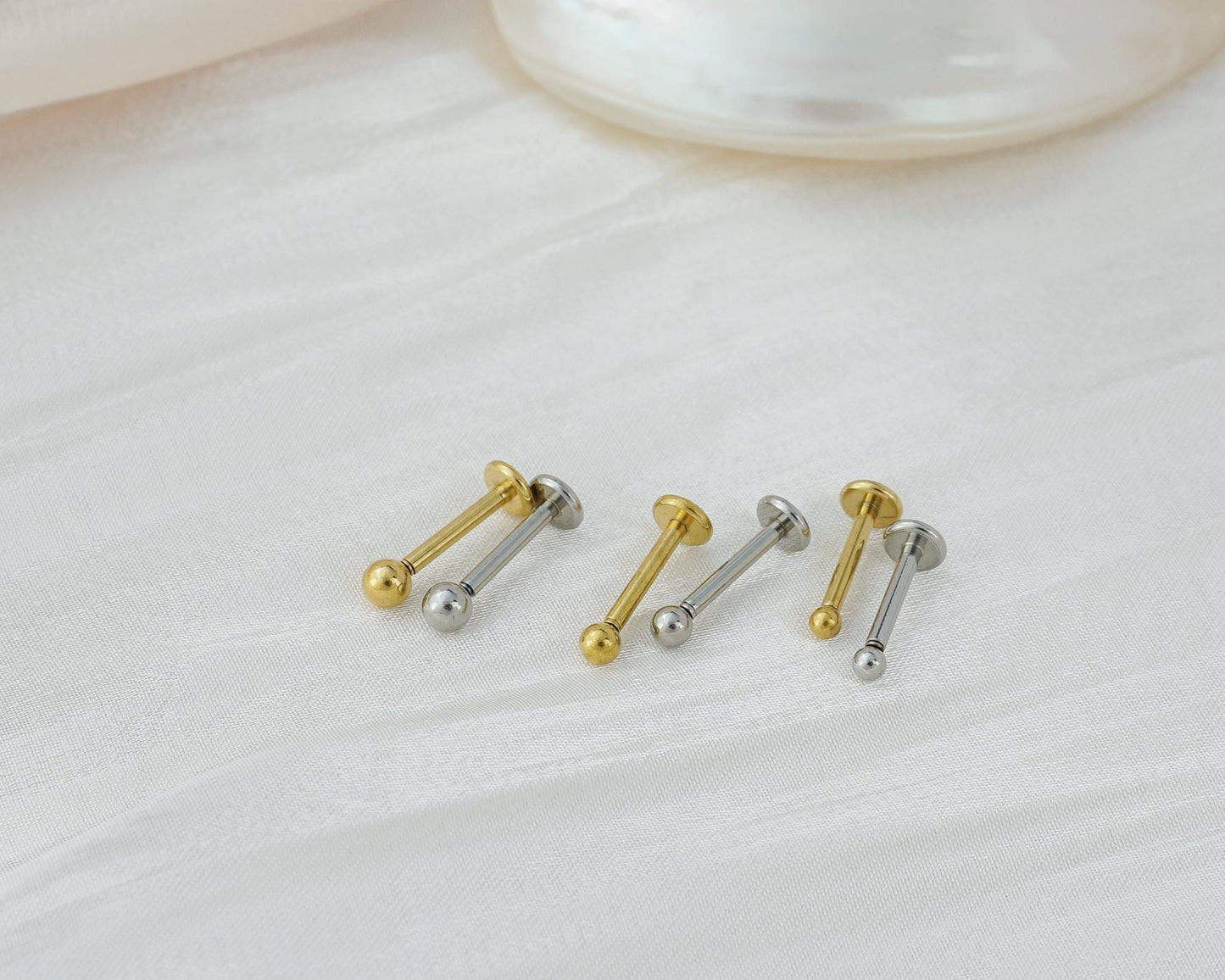 1 pc of Tiny Stainless Steel Ball Shape Push-in Stud Earring in Steel or Golden Finish, 3 Sizes