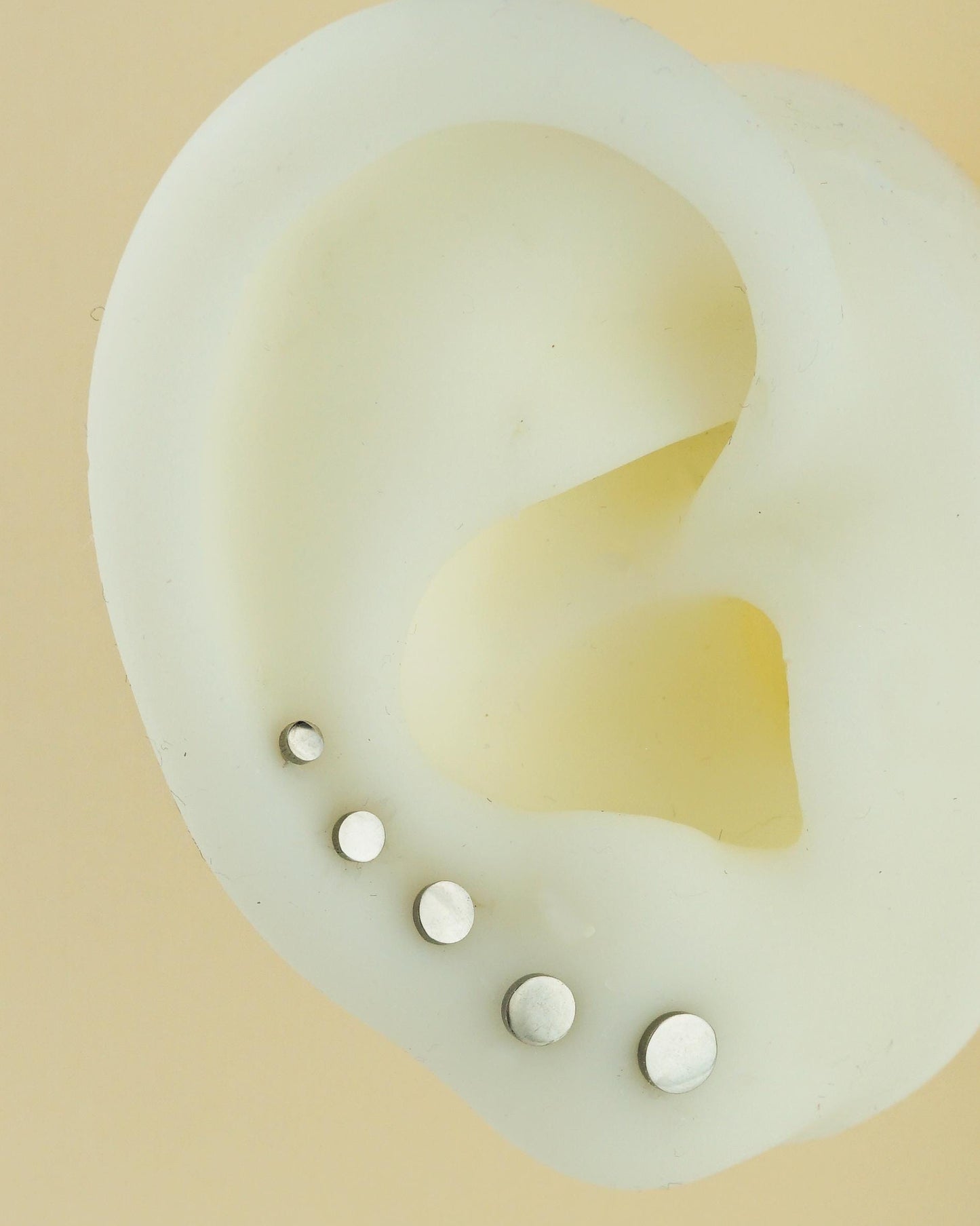 1 pc of Tiny Stainless Steel Round Disc Stud Earring in Steel or Golden Finish, Simple Geometric Push Pin Piercing, 5 Sizes