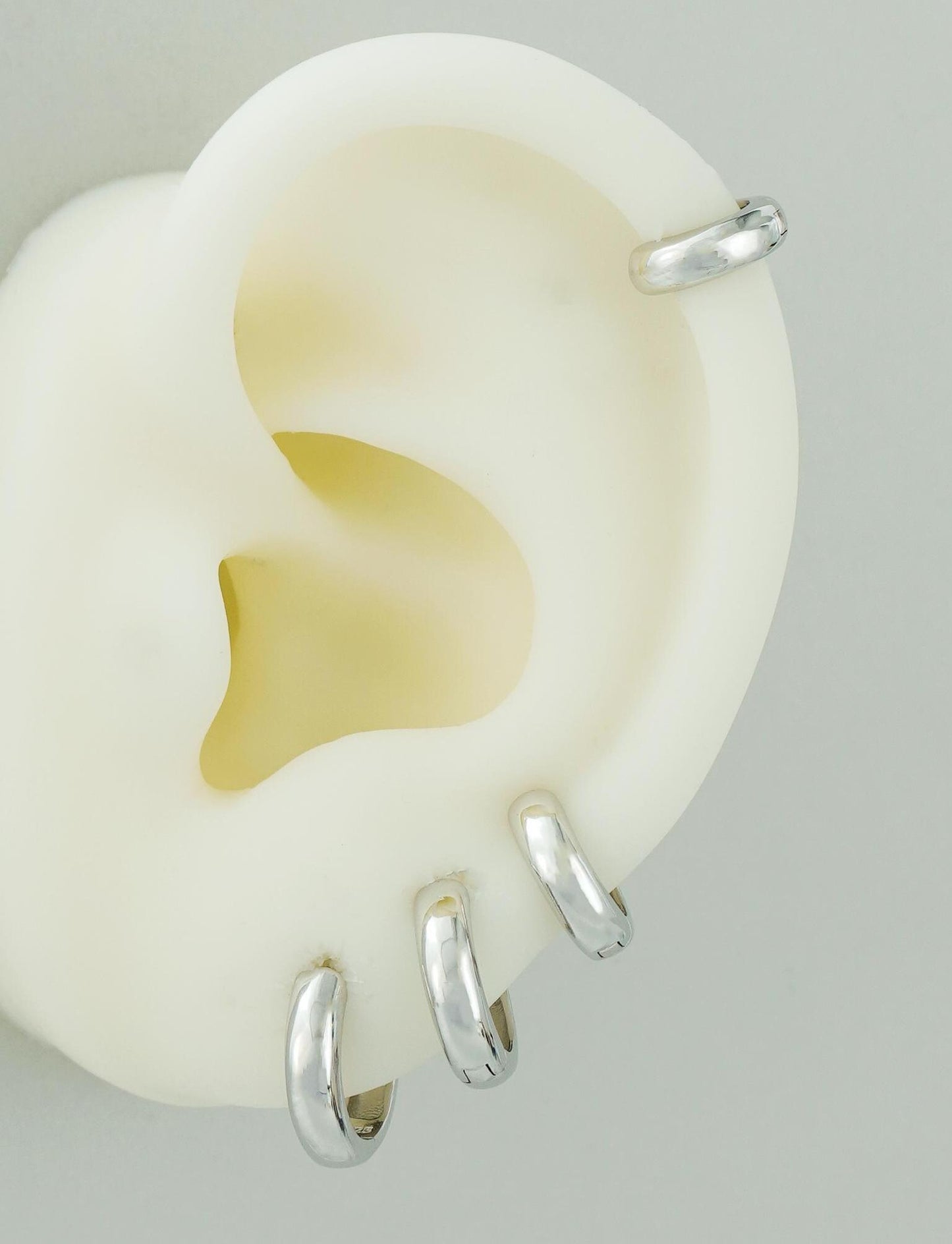 Pair of Chunky Huggie Hoop Earrings, 4 Loop Sizes in Sterling Silver or Plated Gold, Chubby Ear Stacking Jewelry, 6/7/8/9mm