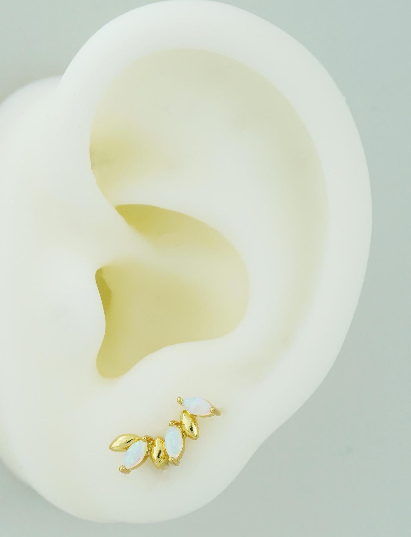 1 pc of Push Pin F136 Titanium Marquise Opal Cluster Flat Back Stud Earring, 16 Gauge 6mm/8mm Post