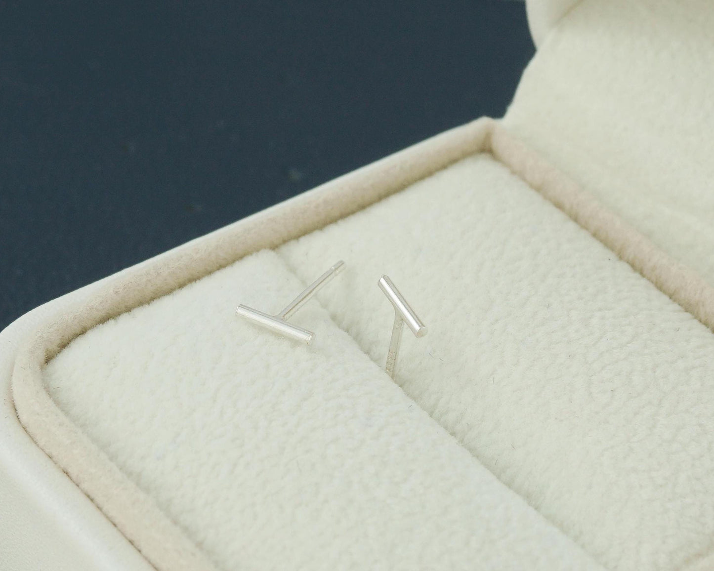 Pair of Skinny Round Bar Stud Earrings in Sterling Silver, 18ct Gold or Black Rhodium Plated