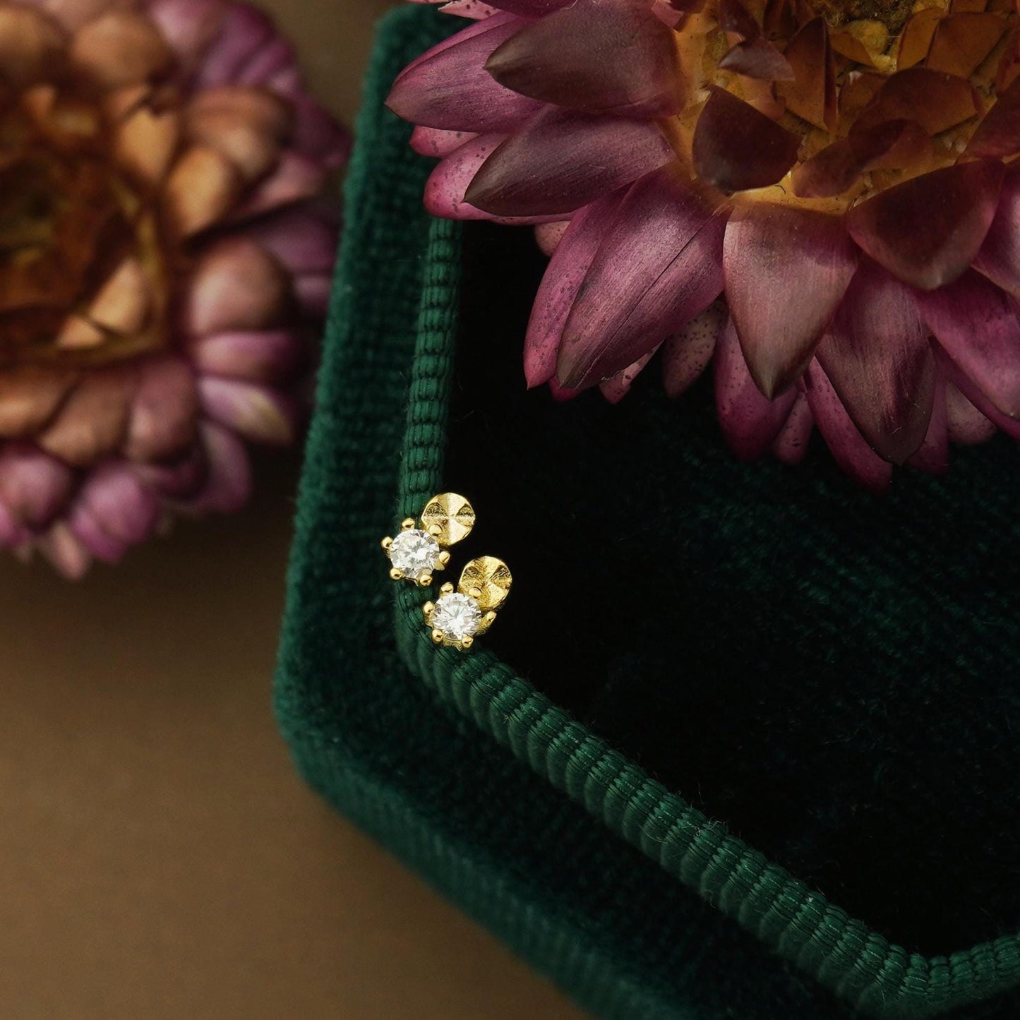 Pair of Tiny CZ Stud Earrings in Sterling Silver or 18ct Plated Gold