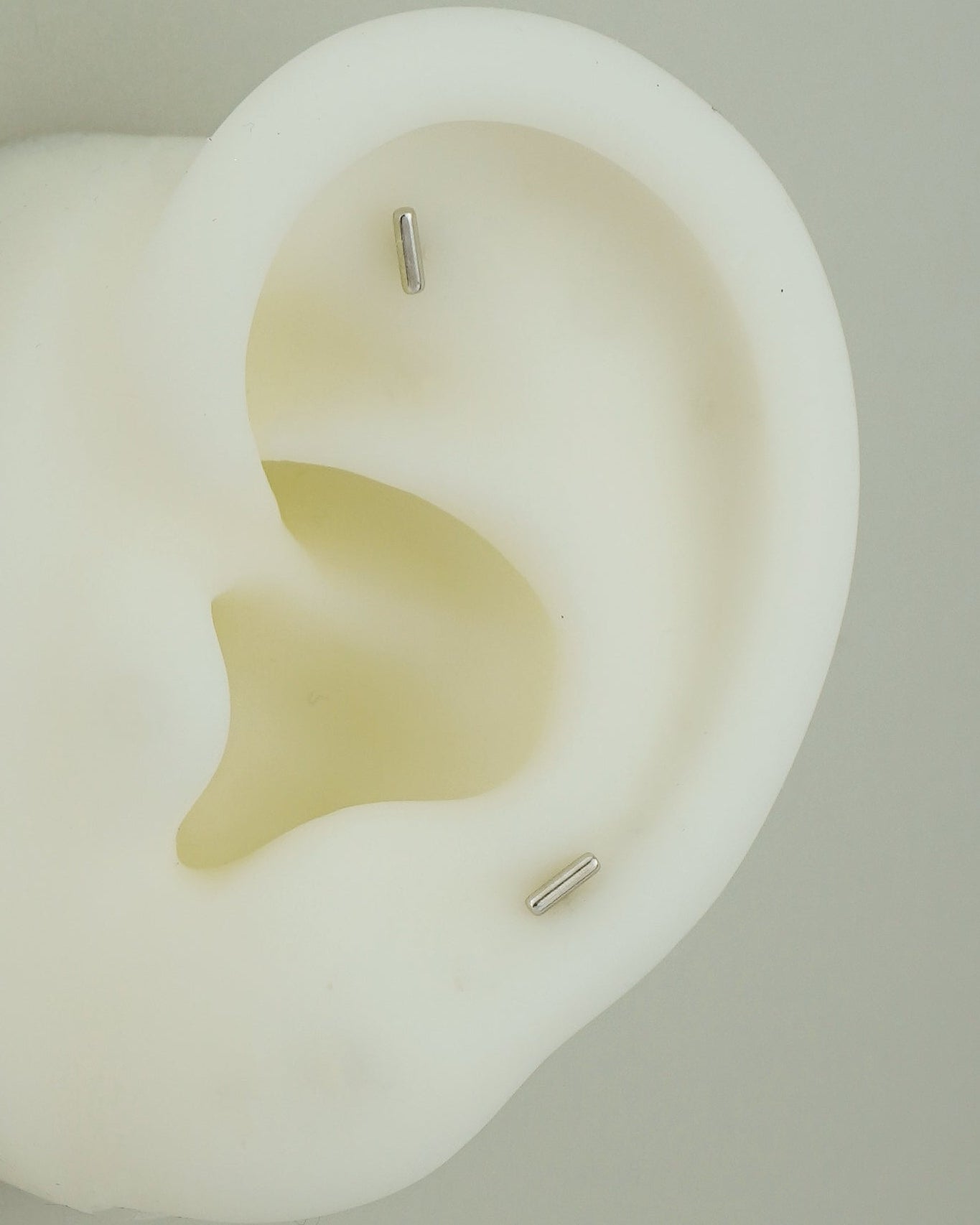 Pair of Tiny Sterling Silver 4mm Geometric Cylinder Tube Short Bar Stud Earrings, Secure Screw Ball Back Sleep in Ear Piercing