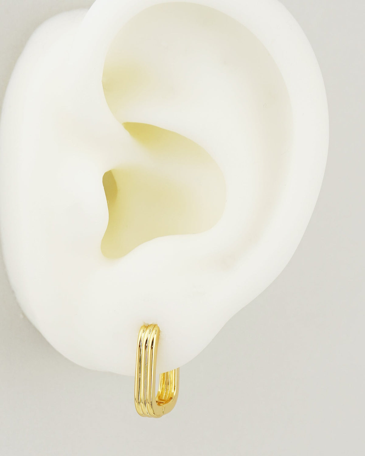 Pair of Brass Layered Ribbed Huggie Hoop Earrings in Gold or Silver Finish, Minimalist Statement Everyday Jewelry