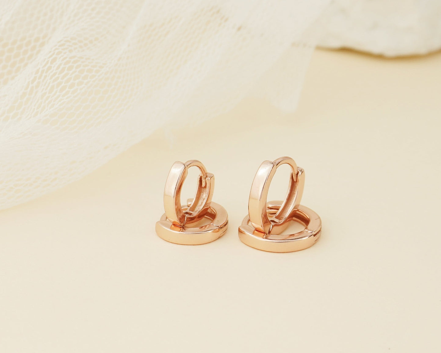 Pair of Square Edge Sterling Silver Huggie Hoop Earrings in Rhodium, 18ct Gold or Rose Gold Plated, 2 Sizes