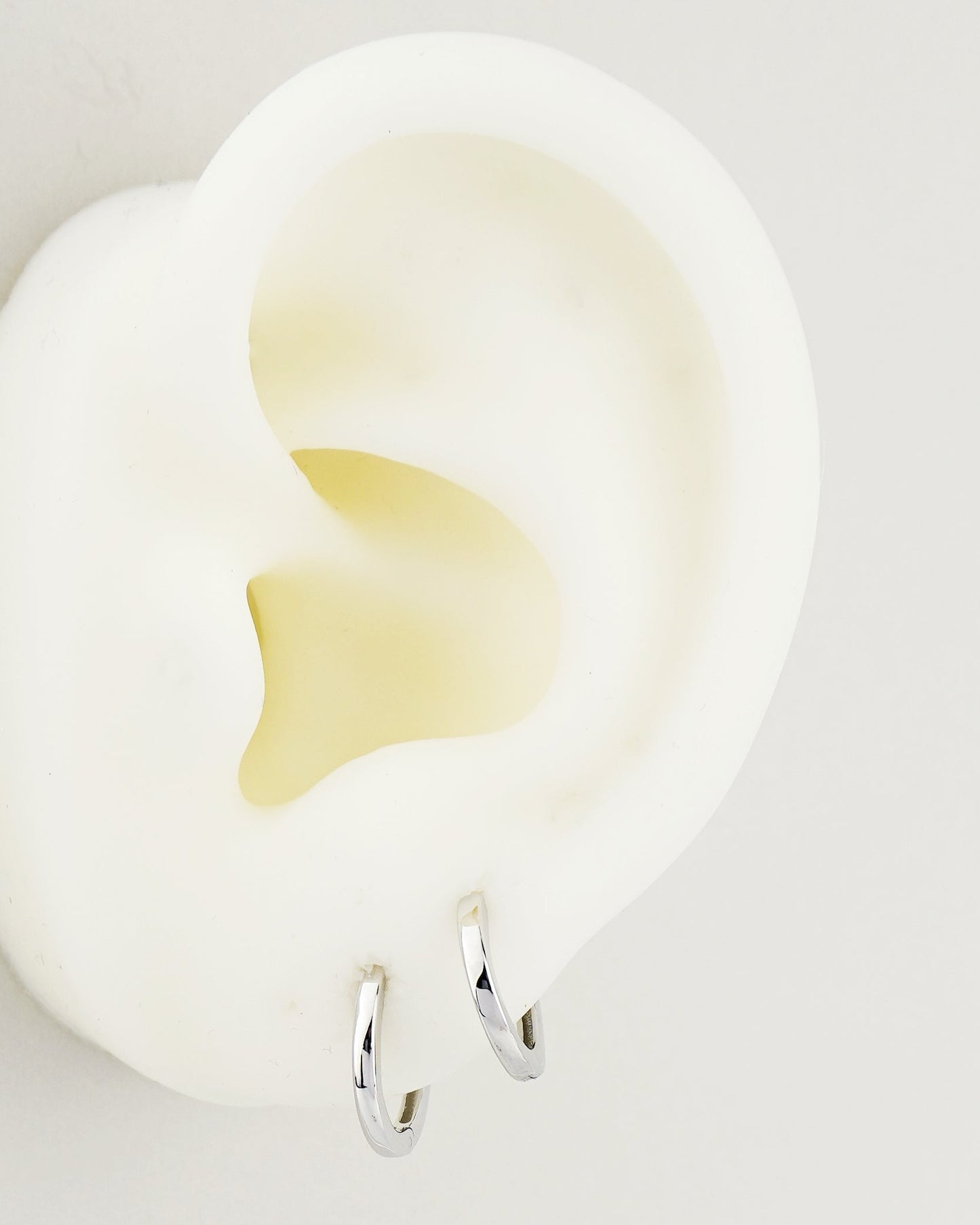 Pair of Skinny Square Edge Sterling Silver Huggie Hoop Earrings in Rhodium or 18ct Gold Plated, 2 Sizes