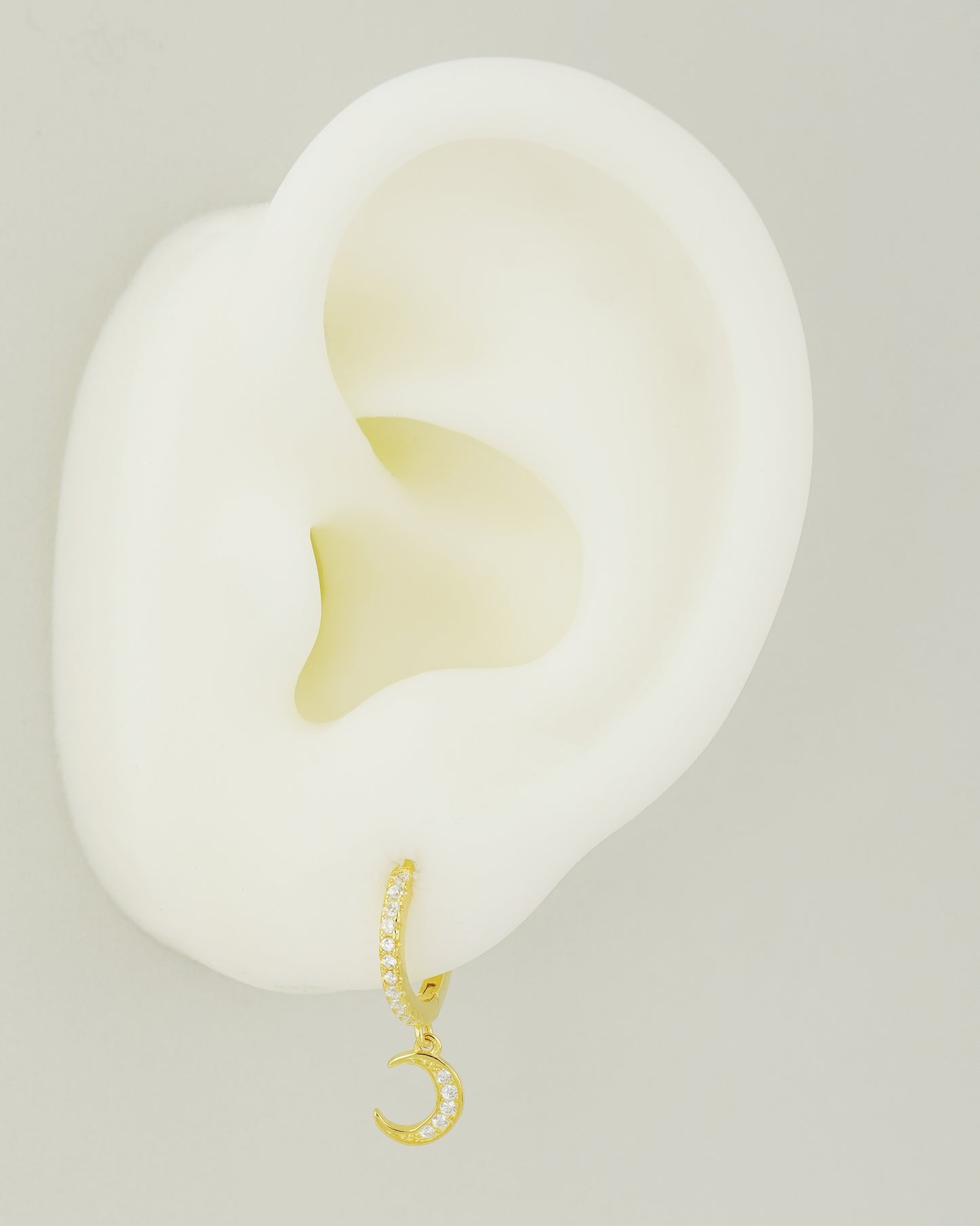 Pair of Dangly Starburst & Crescent Moon Huggie Hoop Earrings in Sterling Silver or 18ct Gold Plated